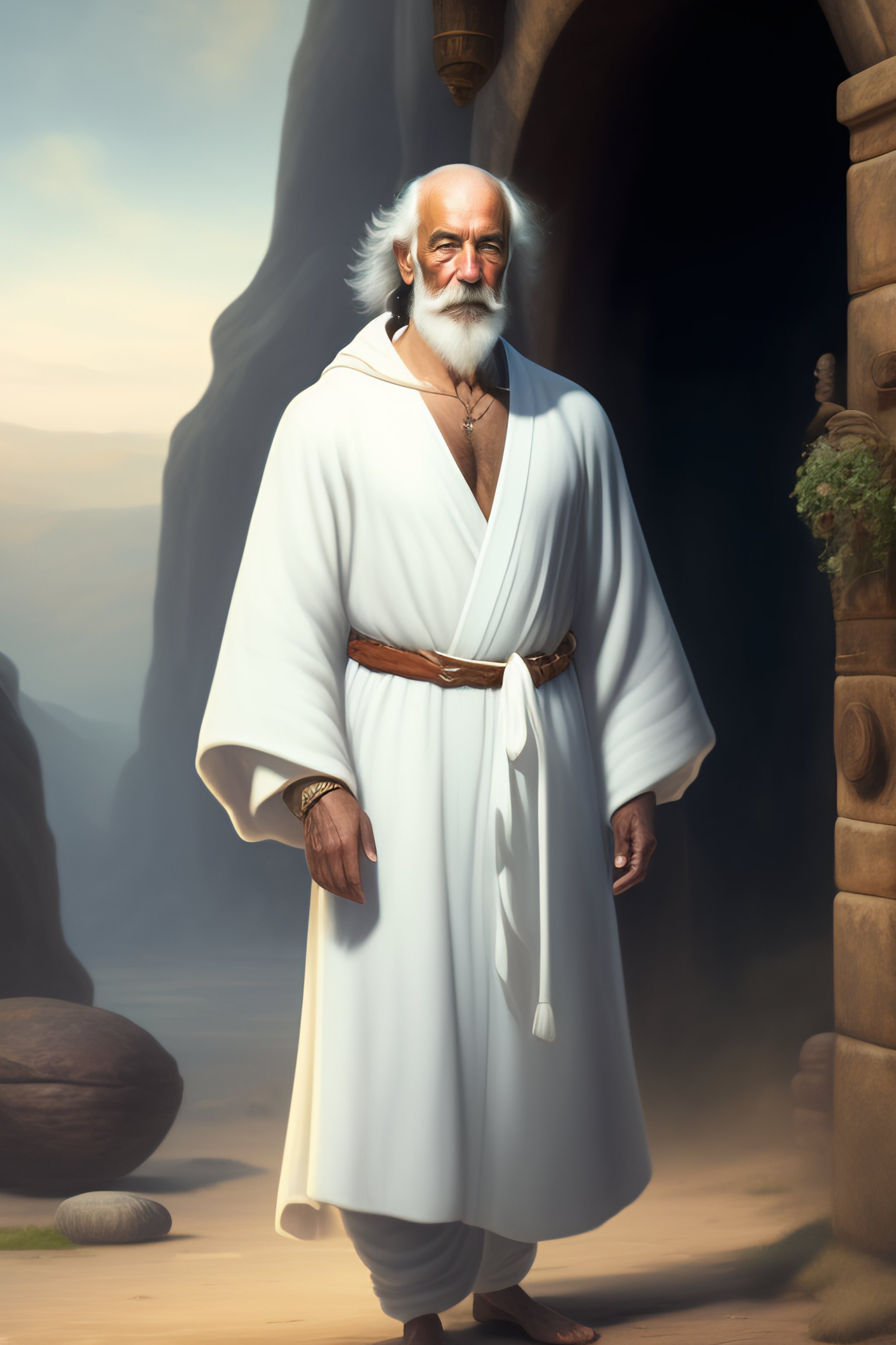 Lexica Old alchemist in white robe