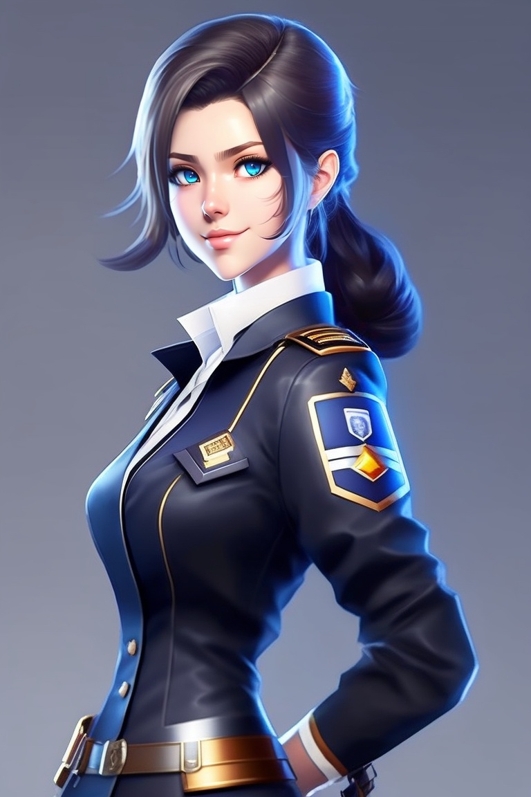 Lexica - Young pubg mobile game lady anime with thick eyebrows, navy blue  eyes, short hair, sharp nose, oval face, thin lips, black beard