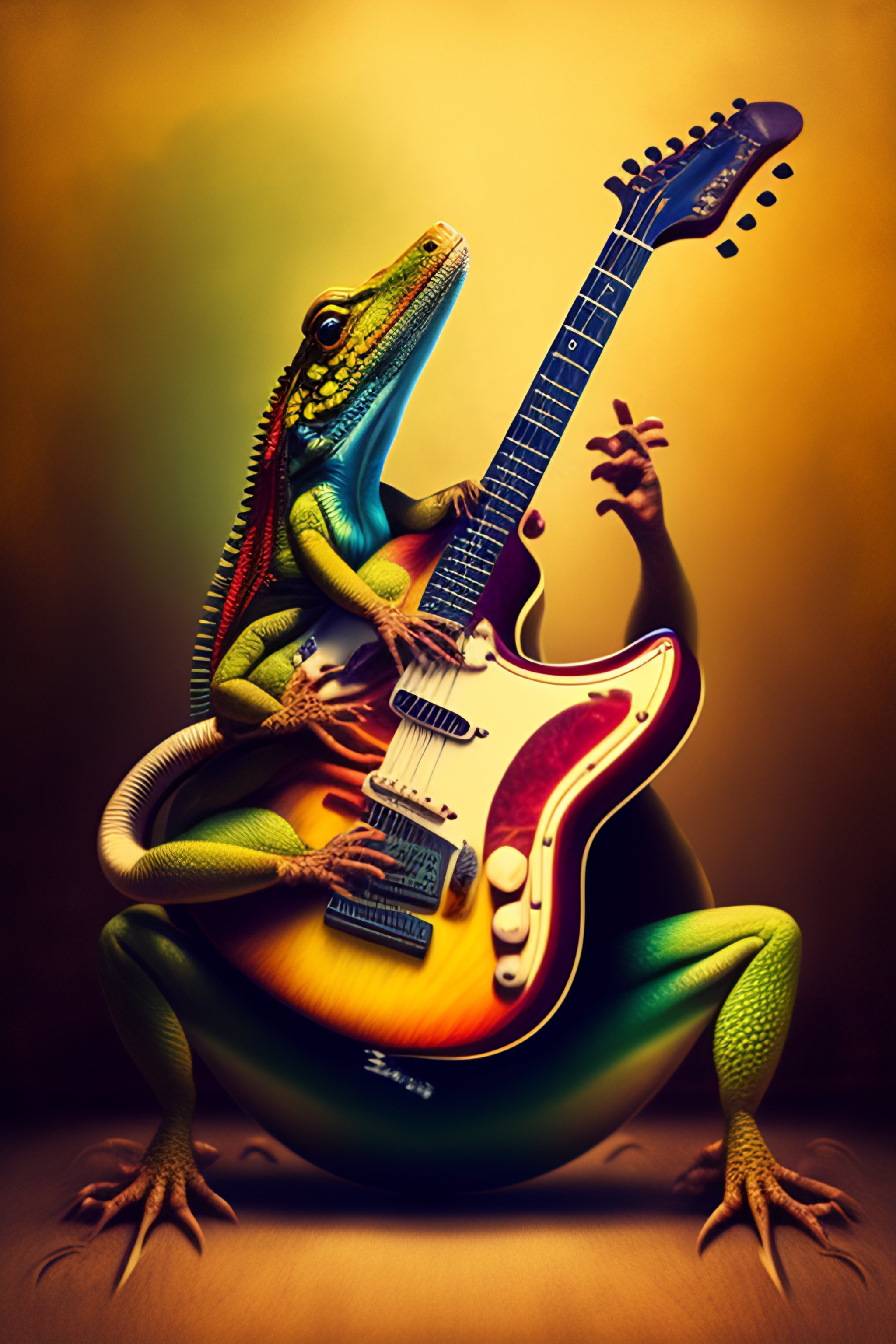 Lexica - Psychodellic lizard playing guitar