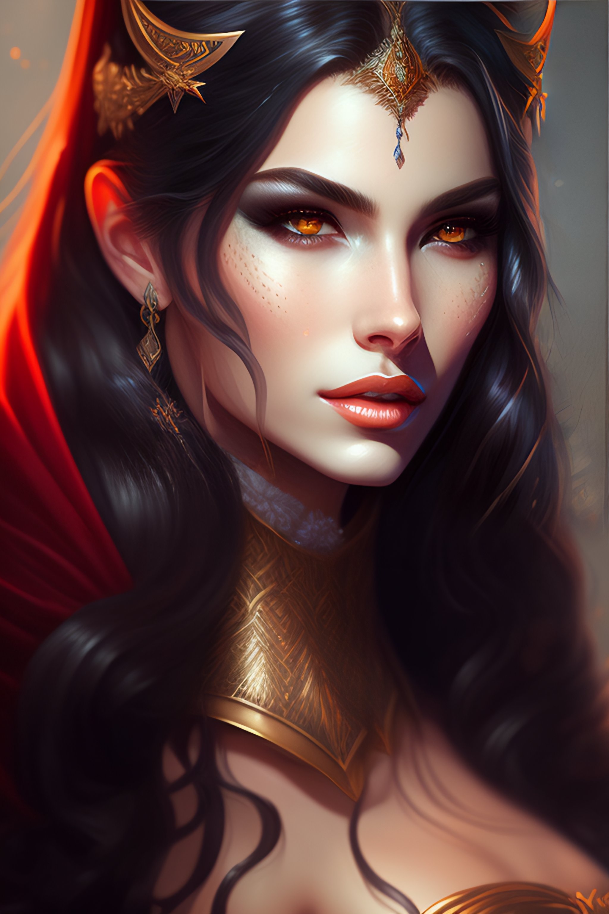 Lexica - Three quarters portrait of a beautiful female vampire warrior ...