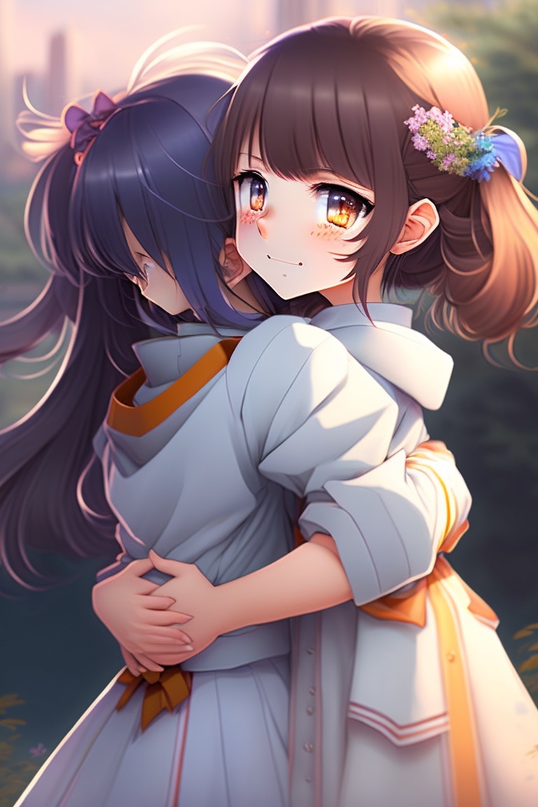 Lexica - Sisters hugging, anime
