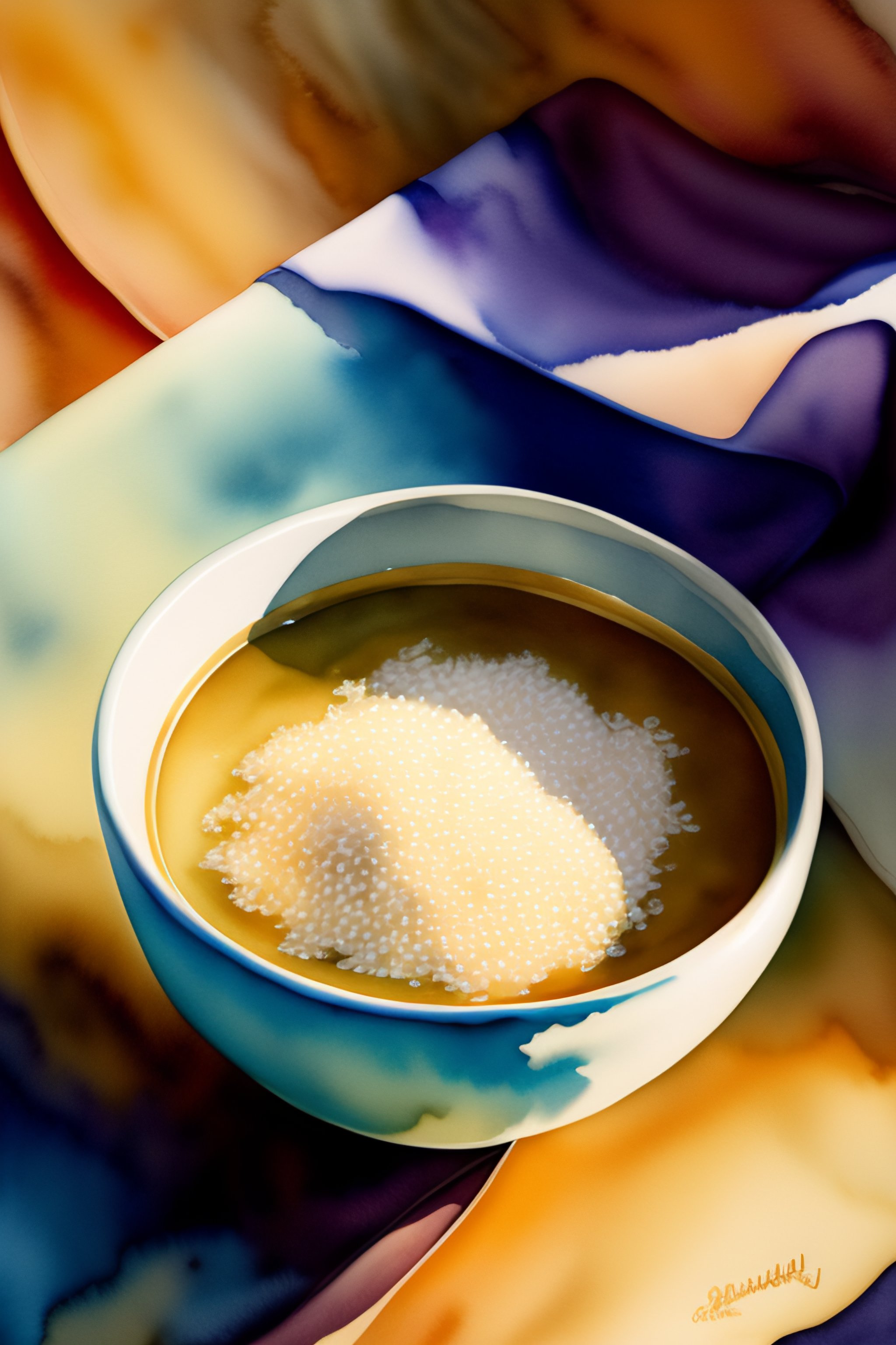 Lexica - A watercolor painting of a bowl of rice