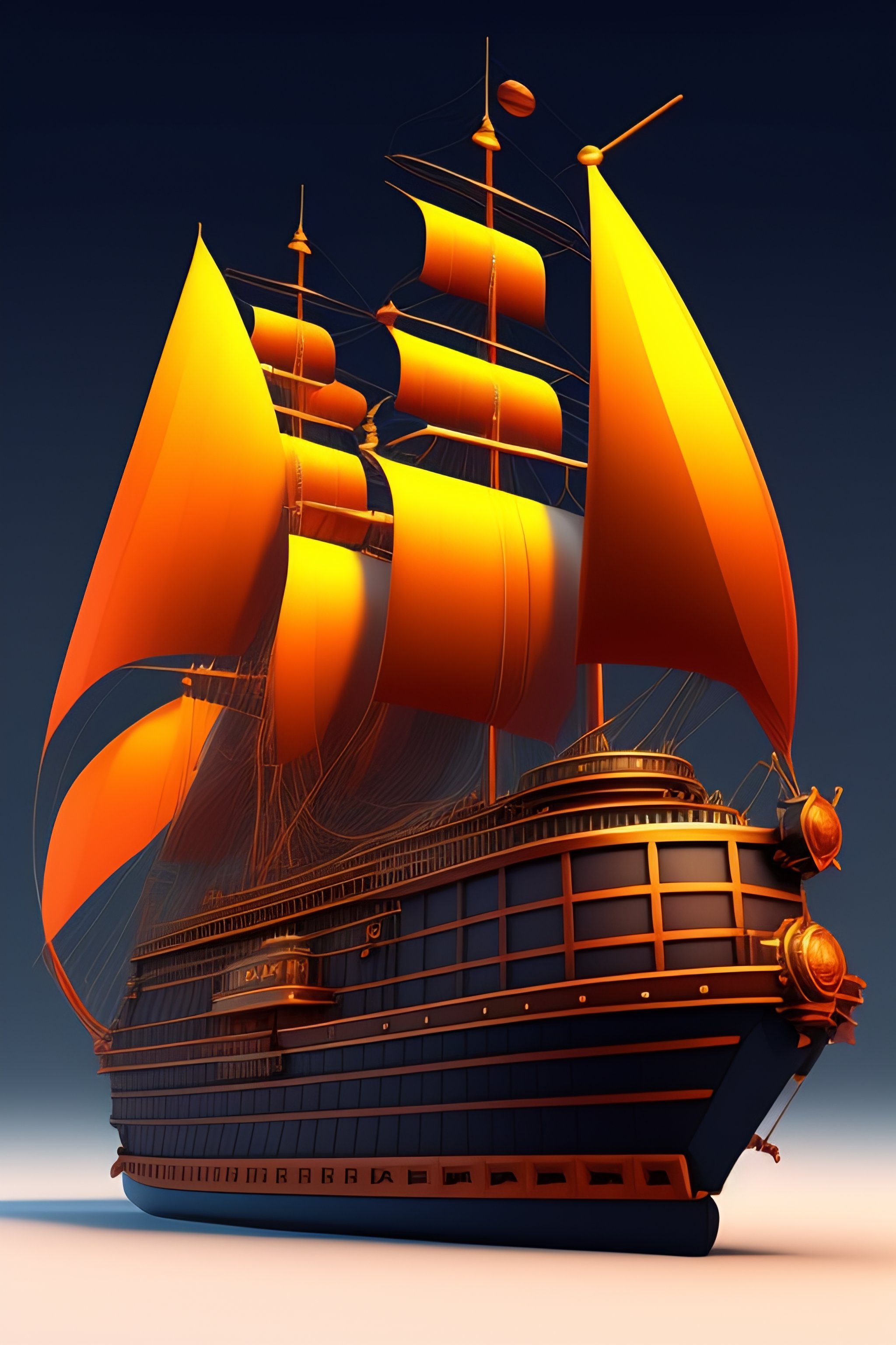 Lexica - Steam powered ship steampunk low poly toon style of Moebius
