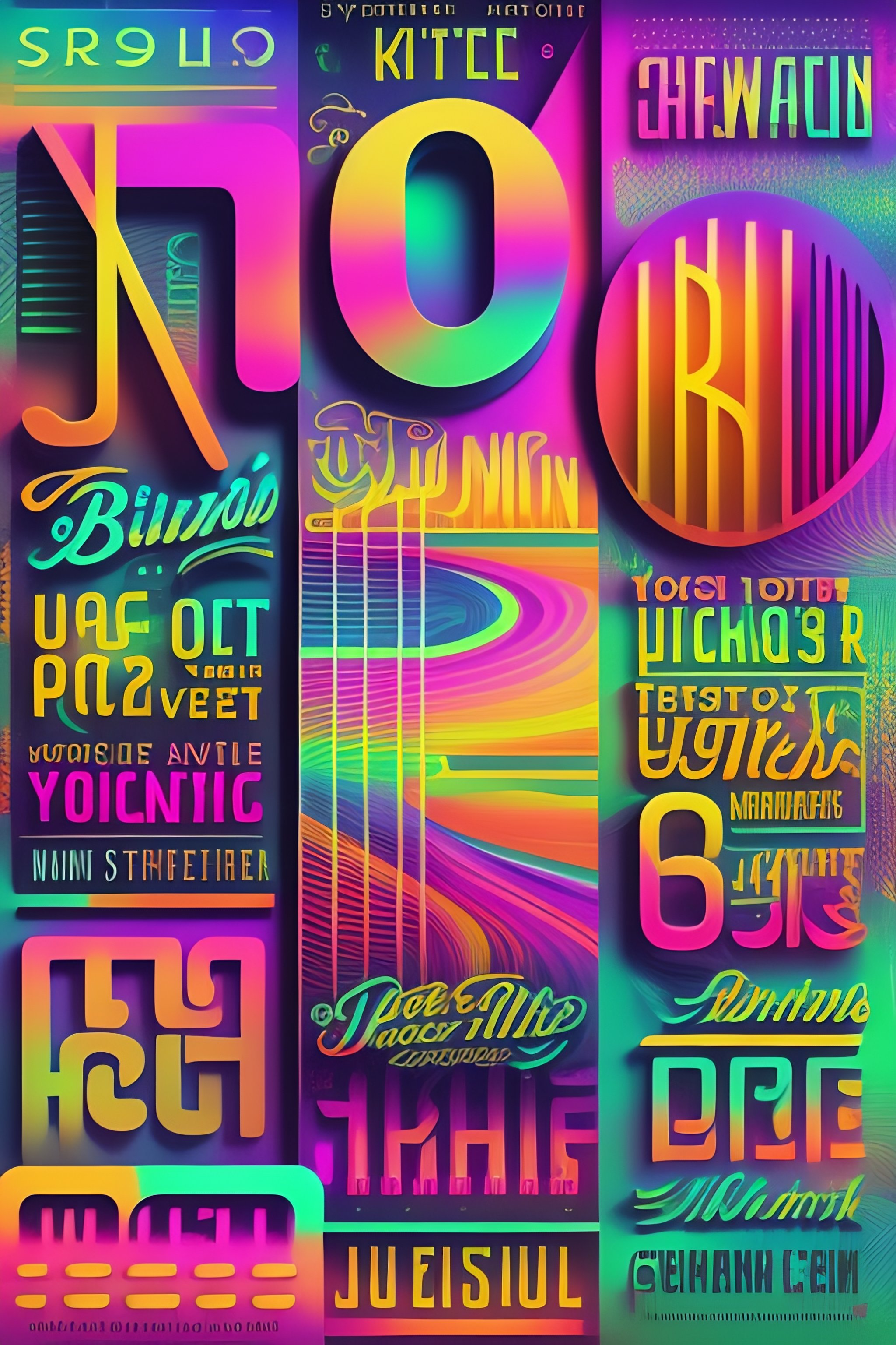 Lexica - Typographic text for REVERBS!, psycodelic, bright colors ...