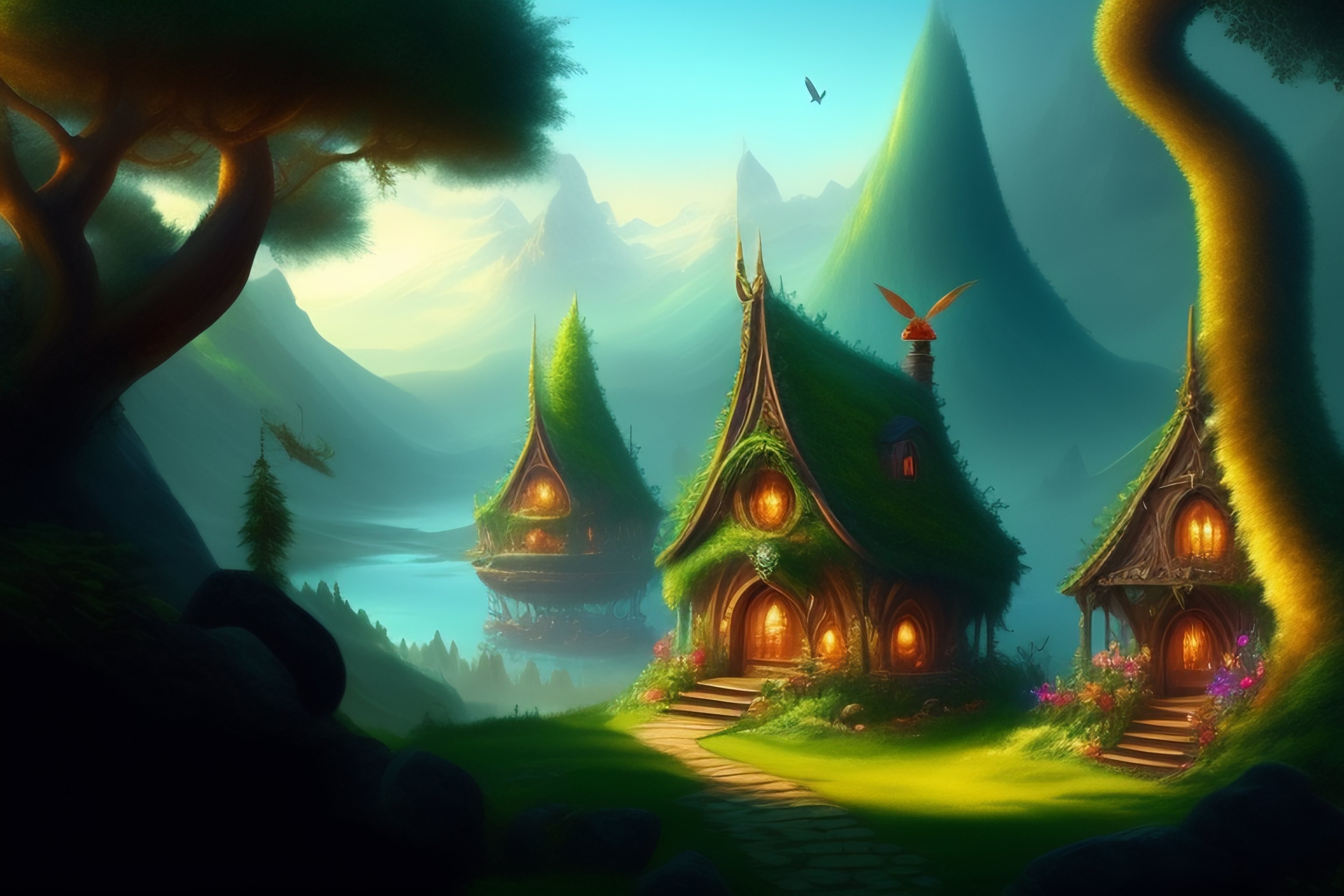 Lexica - Fantasy, enchanted forest, elves, orcs. birds of paradise