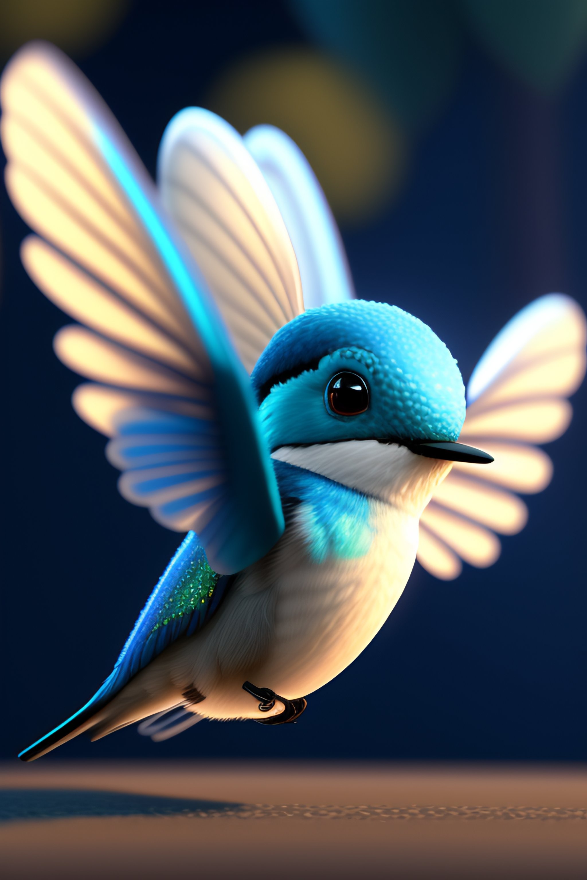Lexica - Cute adorable little blue hummingbird waving and smiling ...