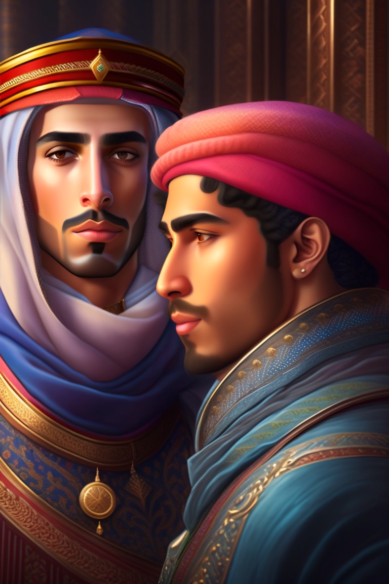 Lexica - The arab Princes' Discussion: Illustrate a scene where the ...