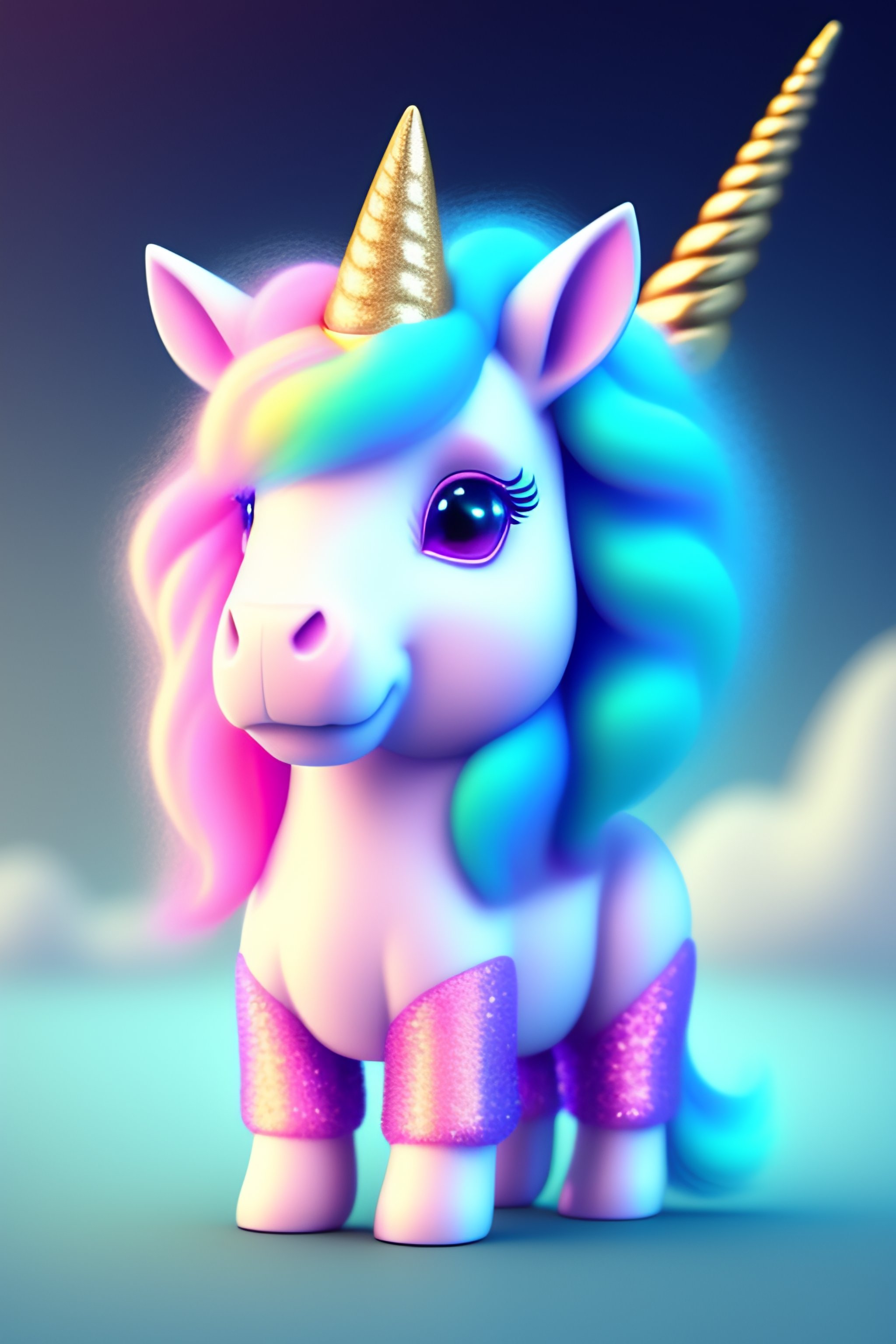 Lexica - CUTE AND ADORABLE CARTOON FLUFFY UNICORN, FANTASY, GLITTER ...