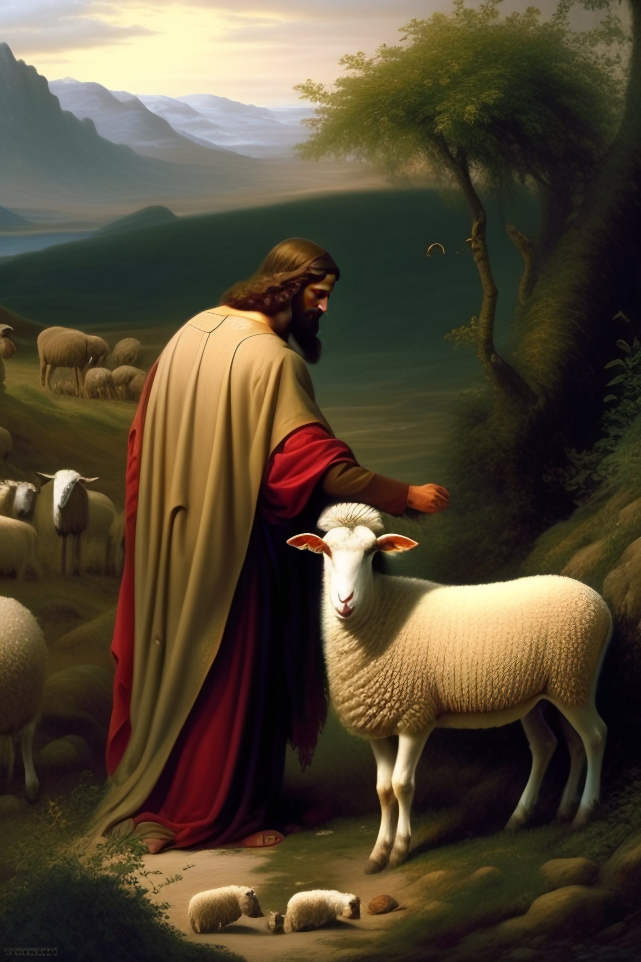 Lexica - Jesus Christ, the good shepherd, found a lost sheep in a thorn ...