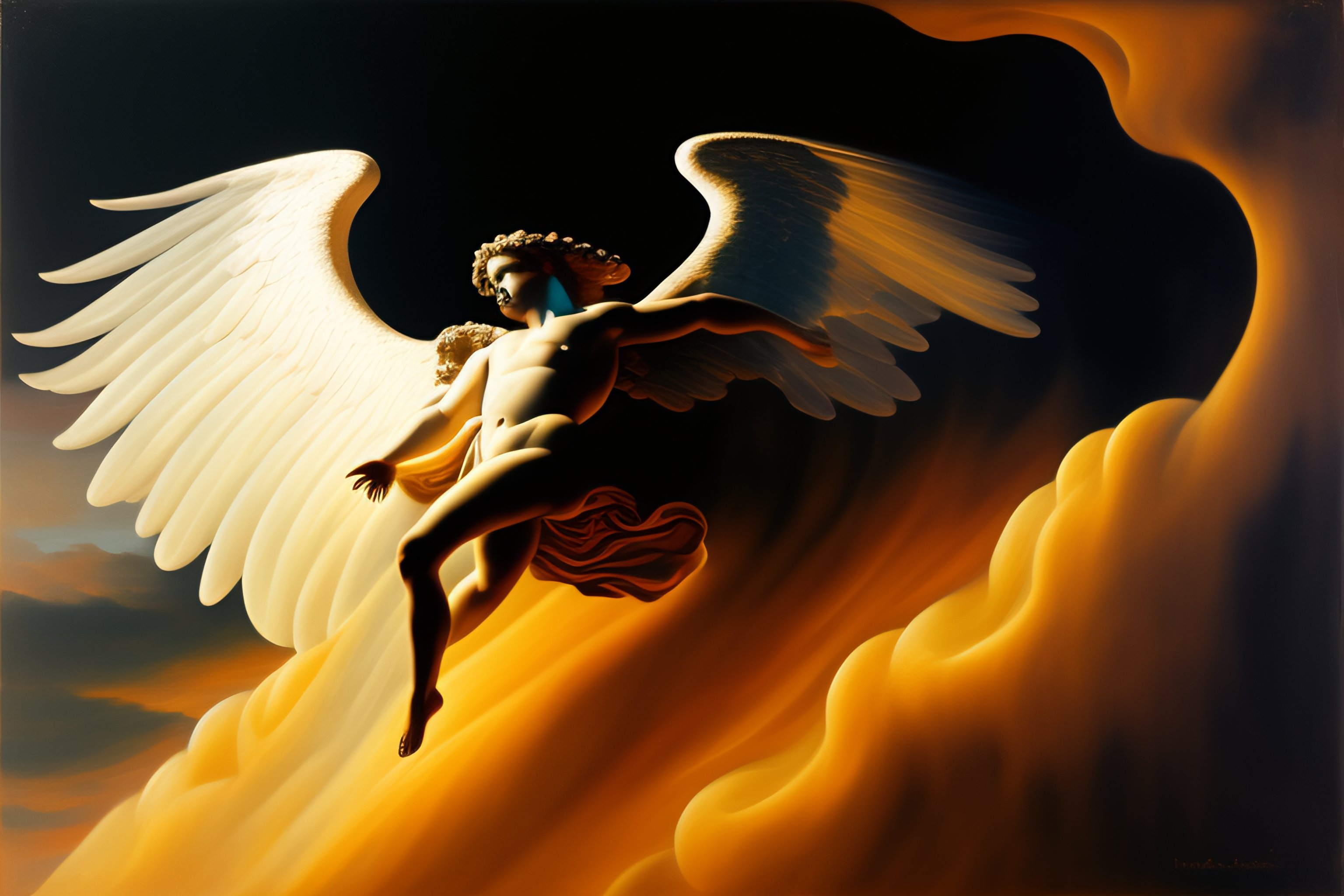 Lexica - Roman art of an angel falling into a black void