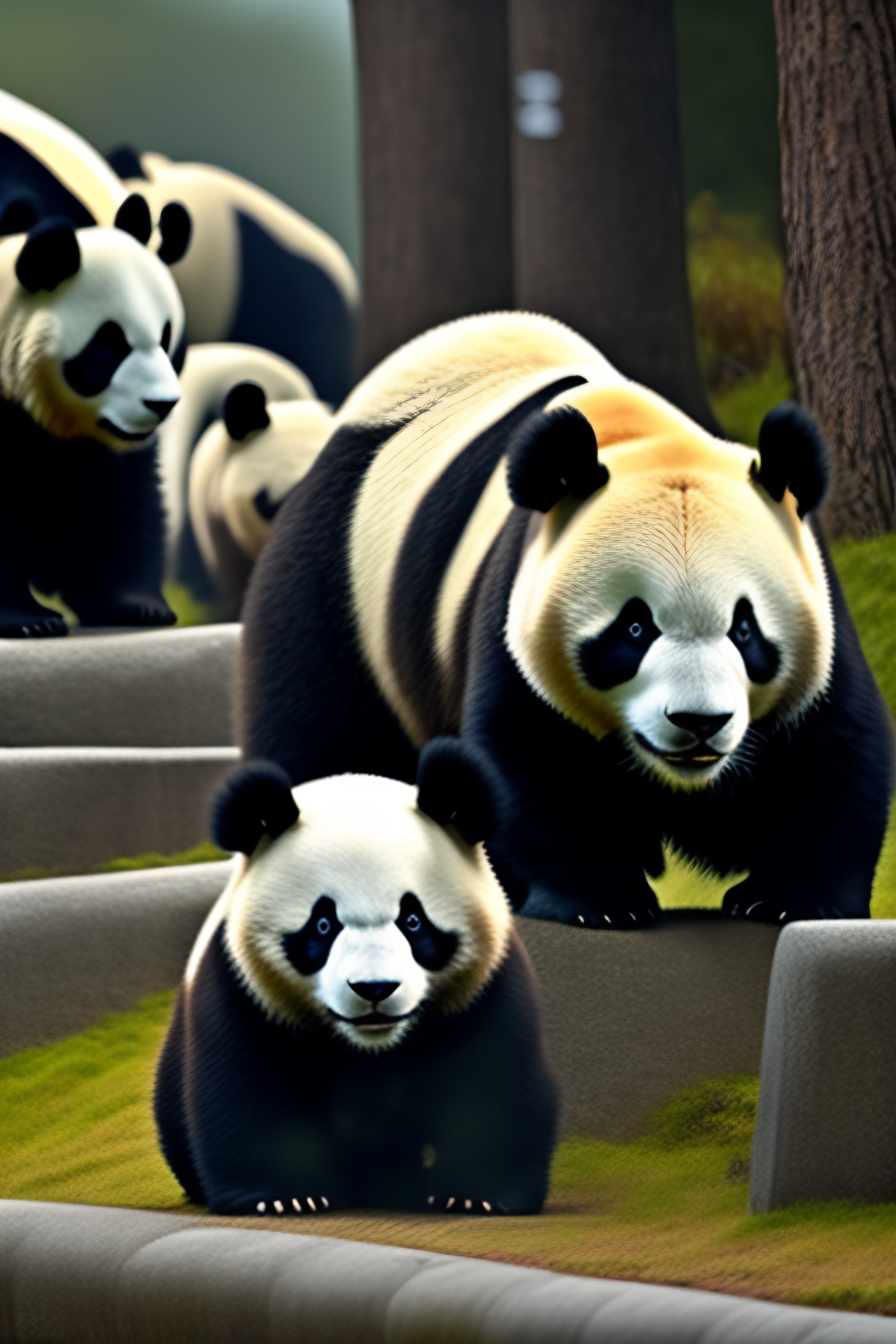 Lexica - A massive panda rampaging in the city of kristiansand
