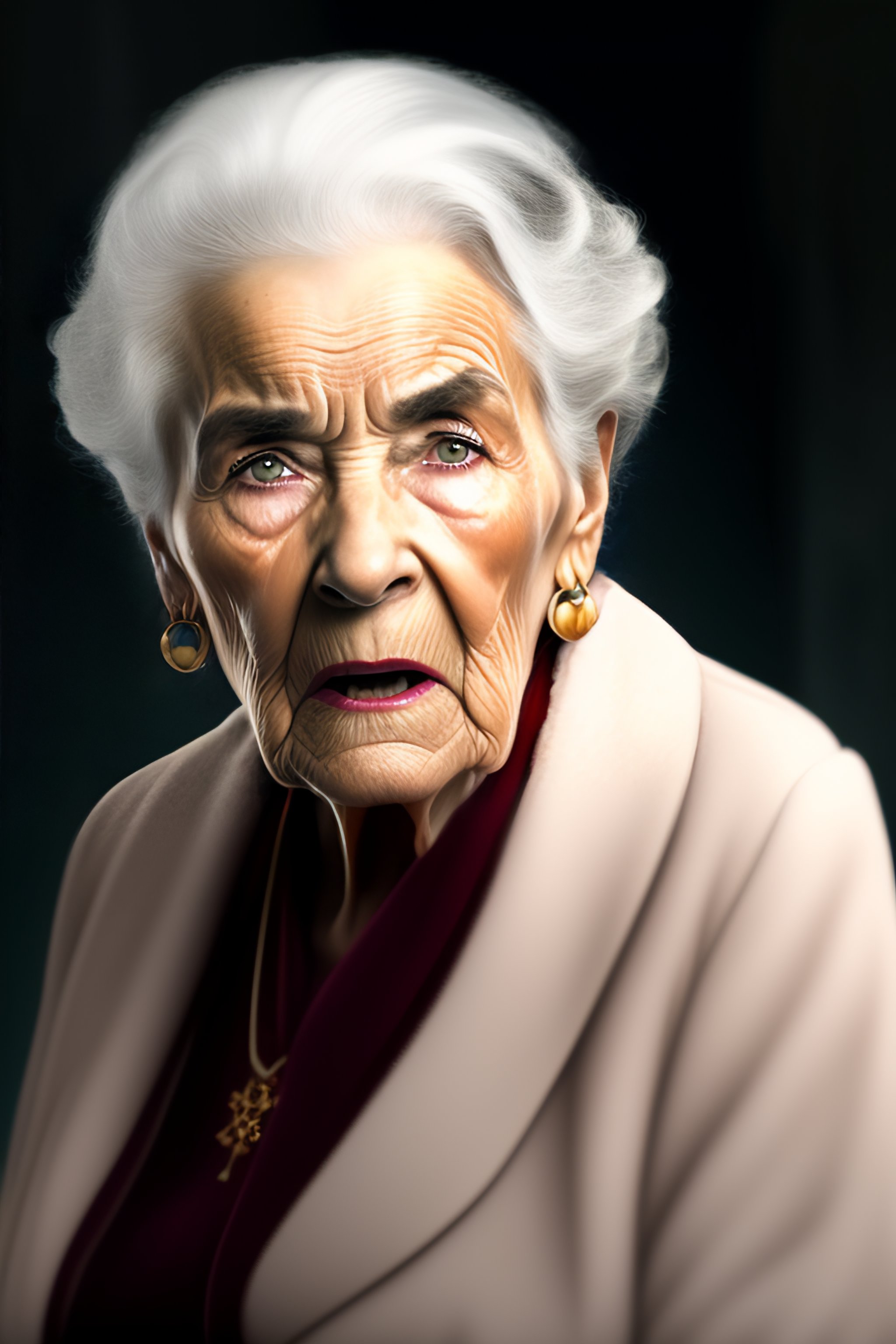 Lexica Image Of A 90 Year Old Woman With A Look Of Hatred And