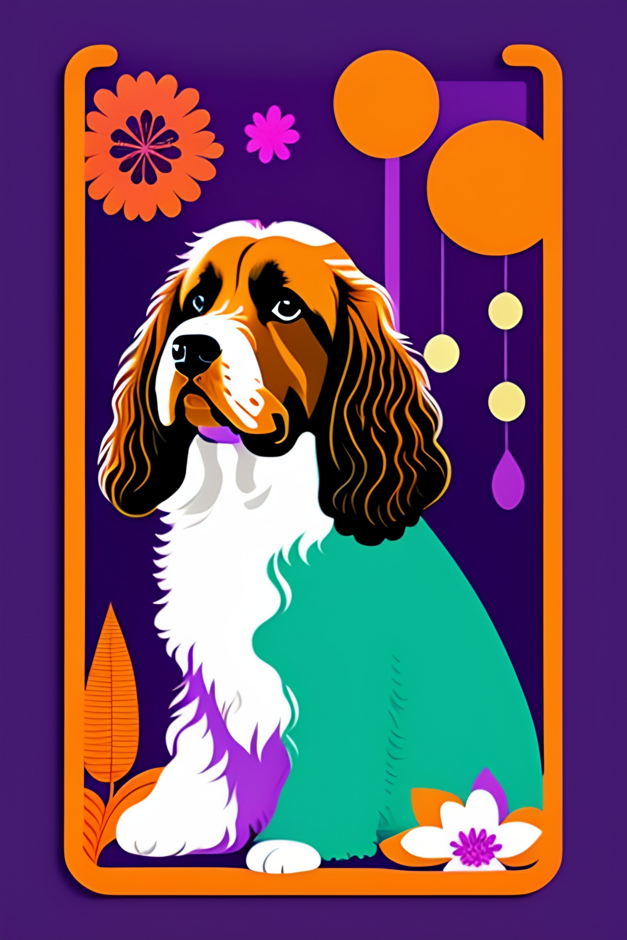 Lexica - Dog mid century modern, flat vector 2d image of a hippie ...