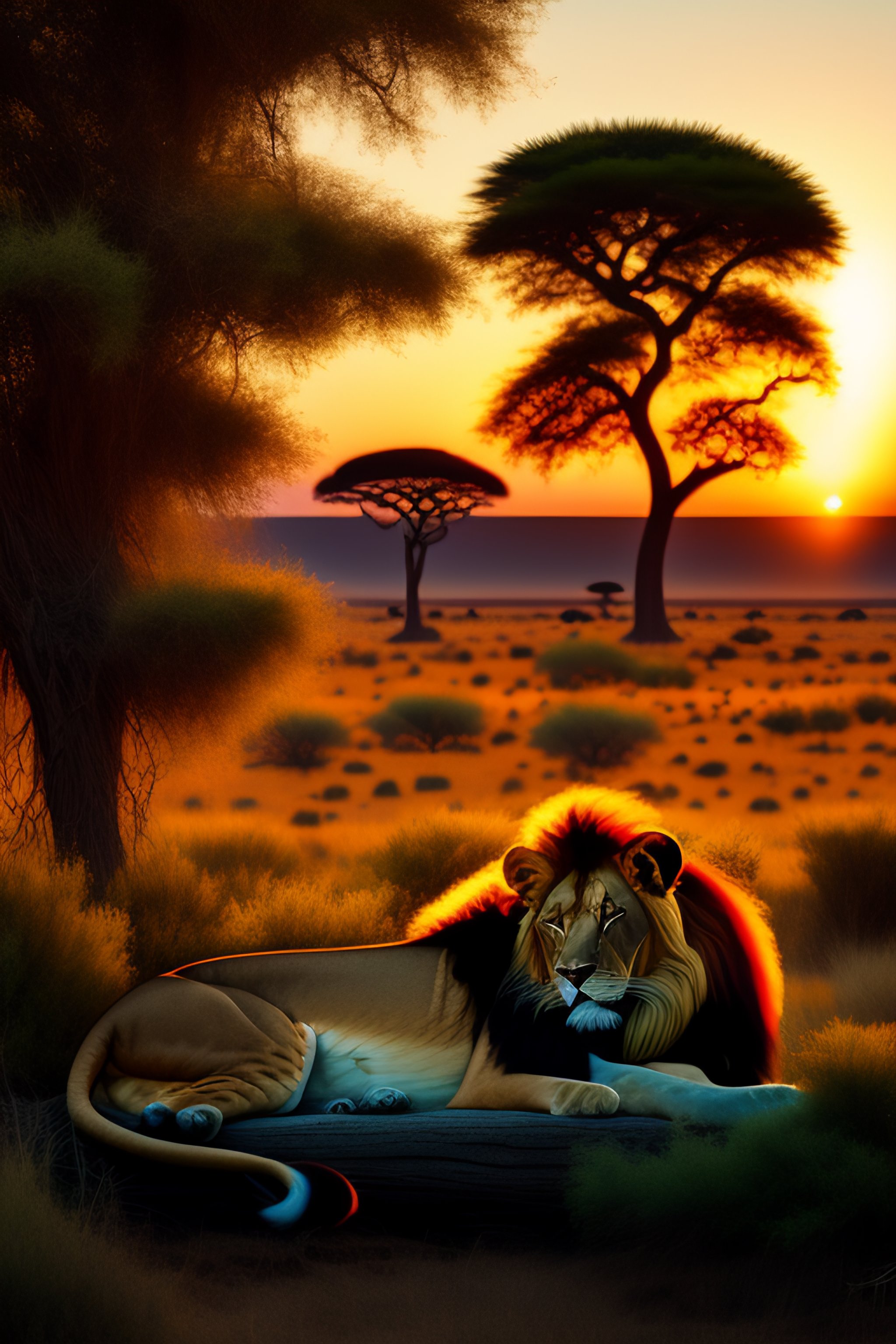 African Sunset Lion