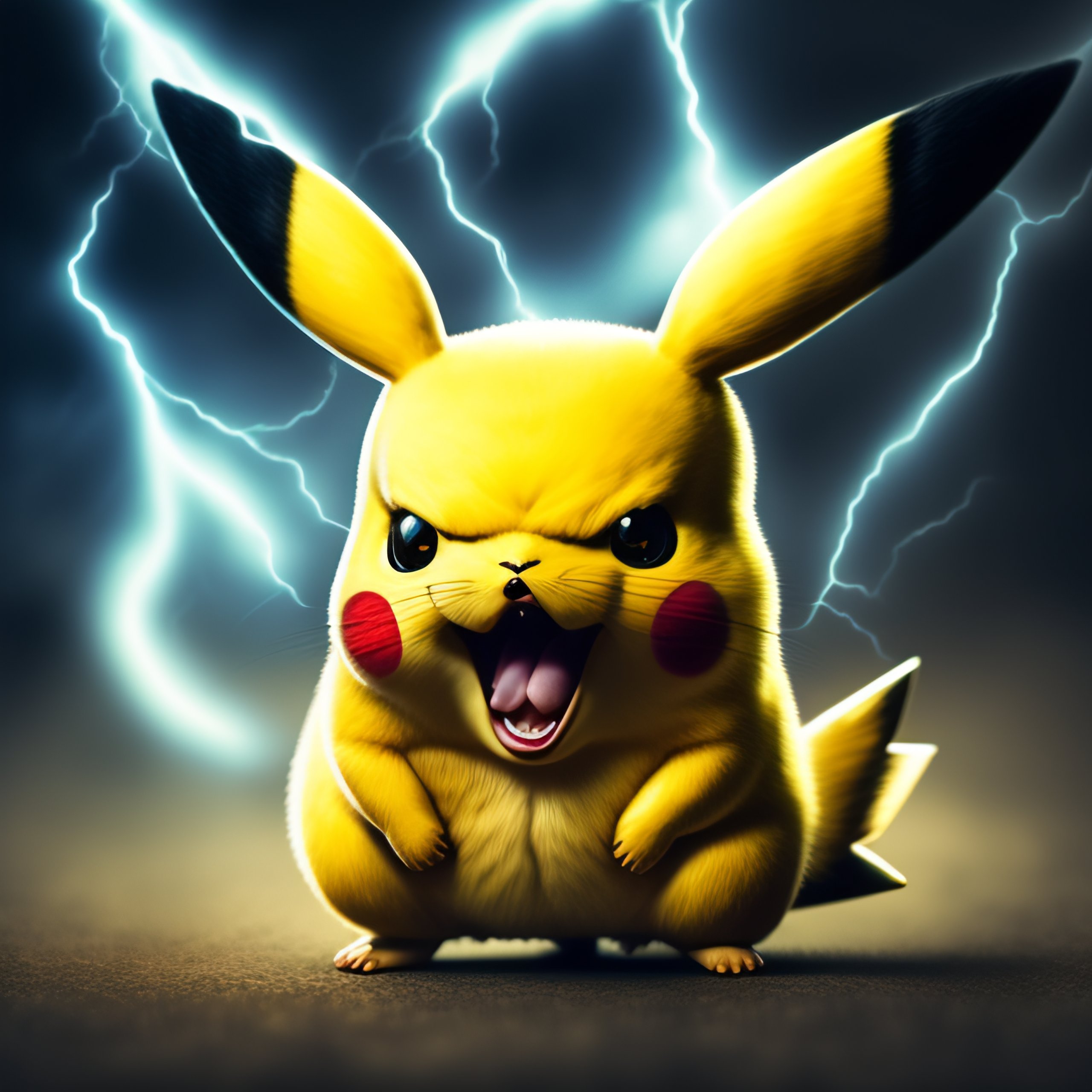 Lexica Very angry pikachu throwing lightning