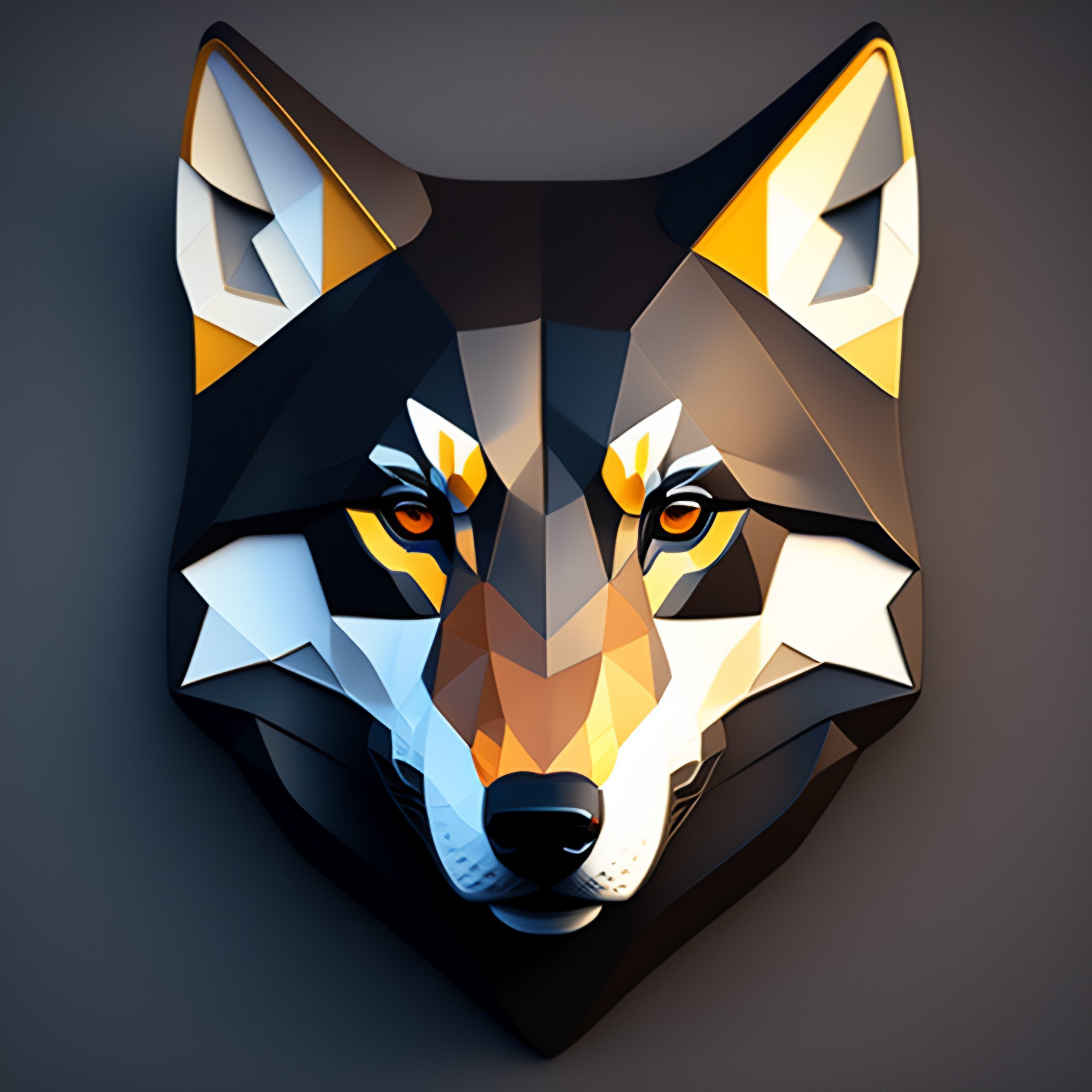 Lexica - Low poly wolf face, facing forward, wolf head
