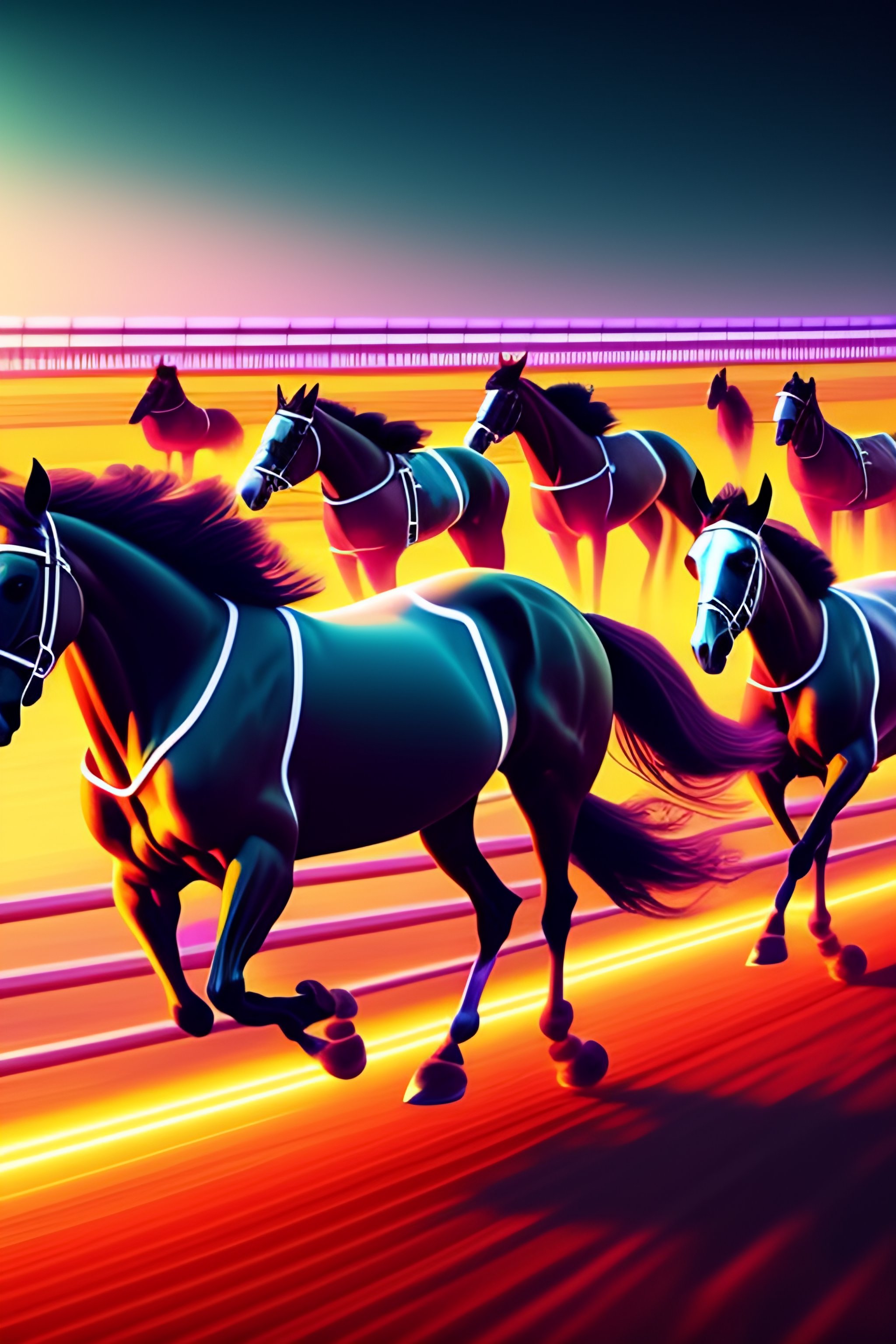 Lexica - Isometric polygon style high quality race of many horses ...