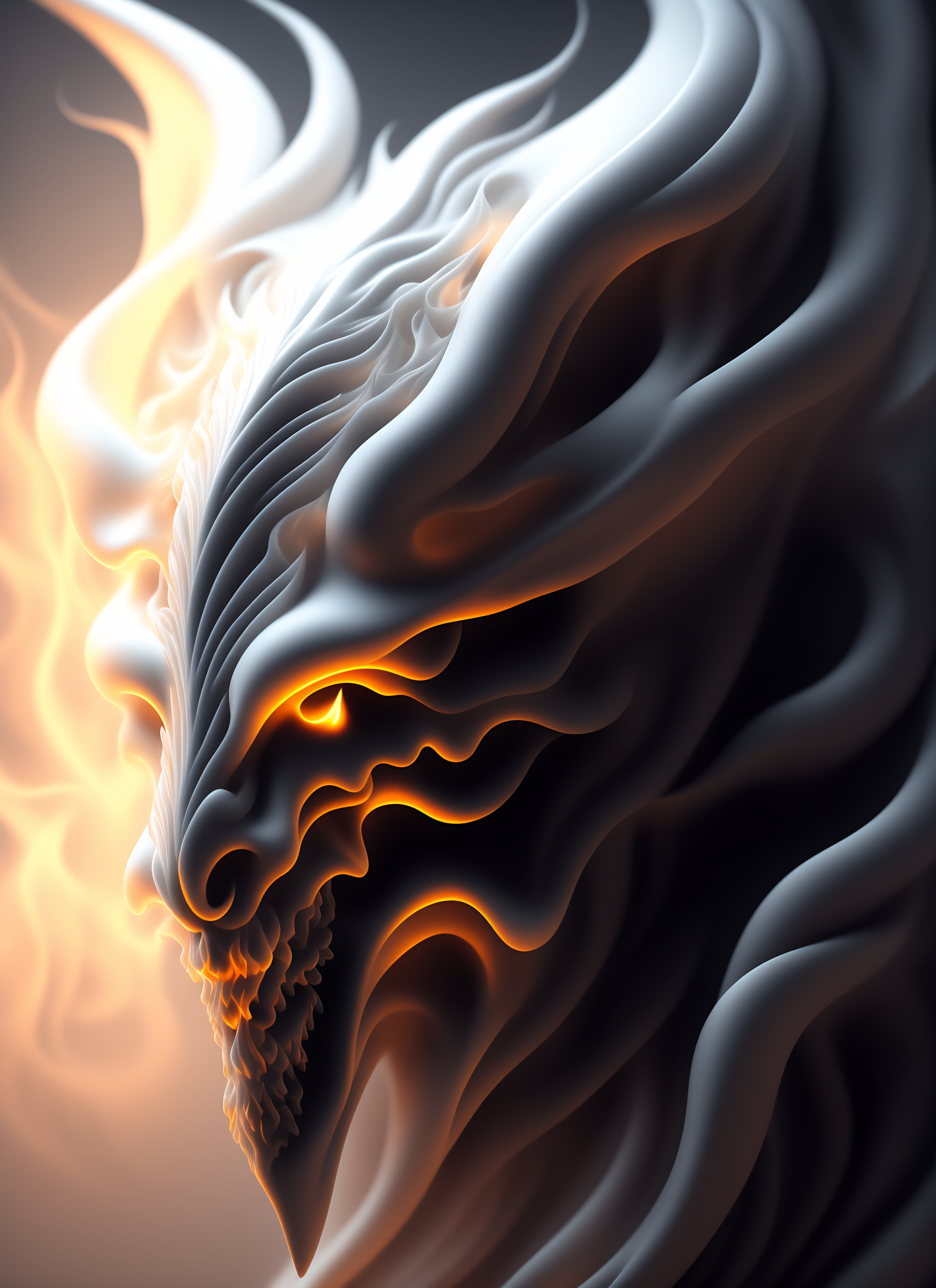 Lexica - Ultra detailed demon of flowing ivory, covered with billowing ...