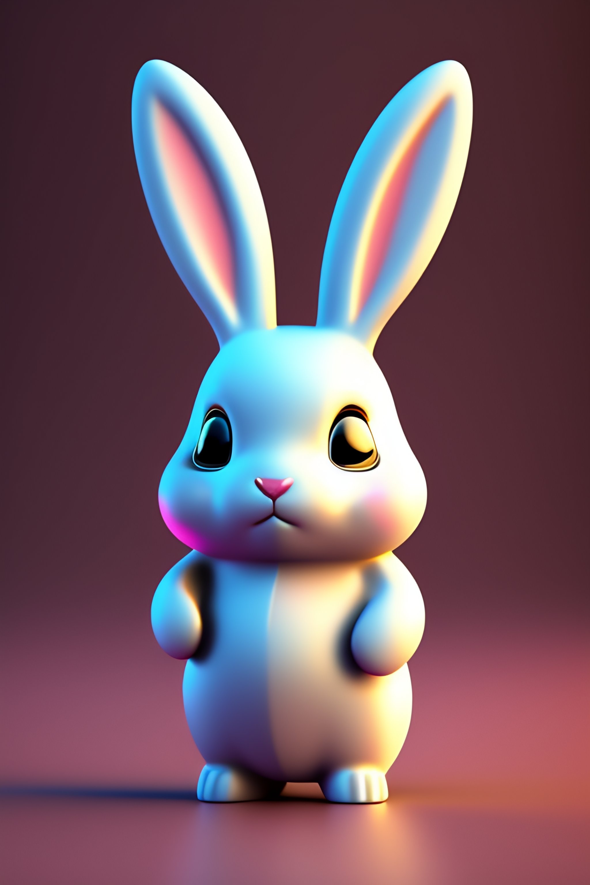 Lexica - 3d render of cartoon cute rabbit pop solid background