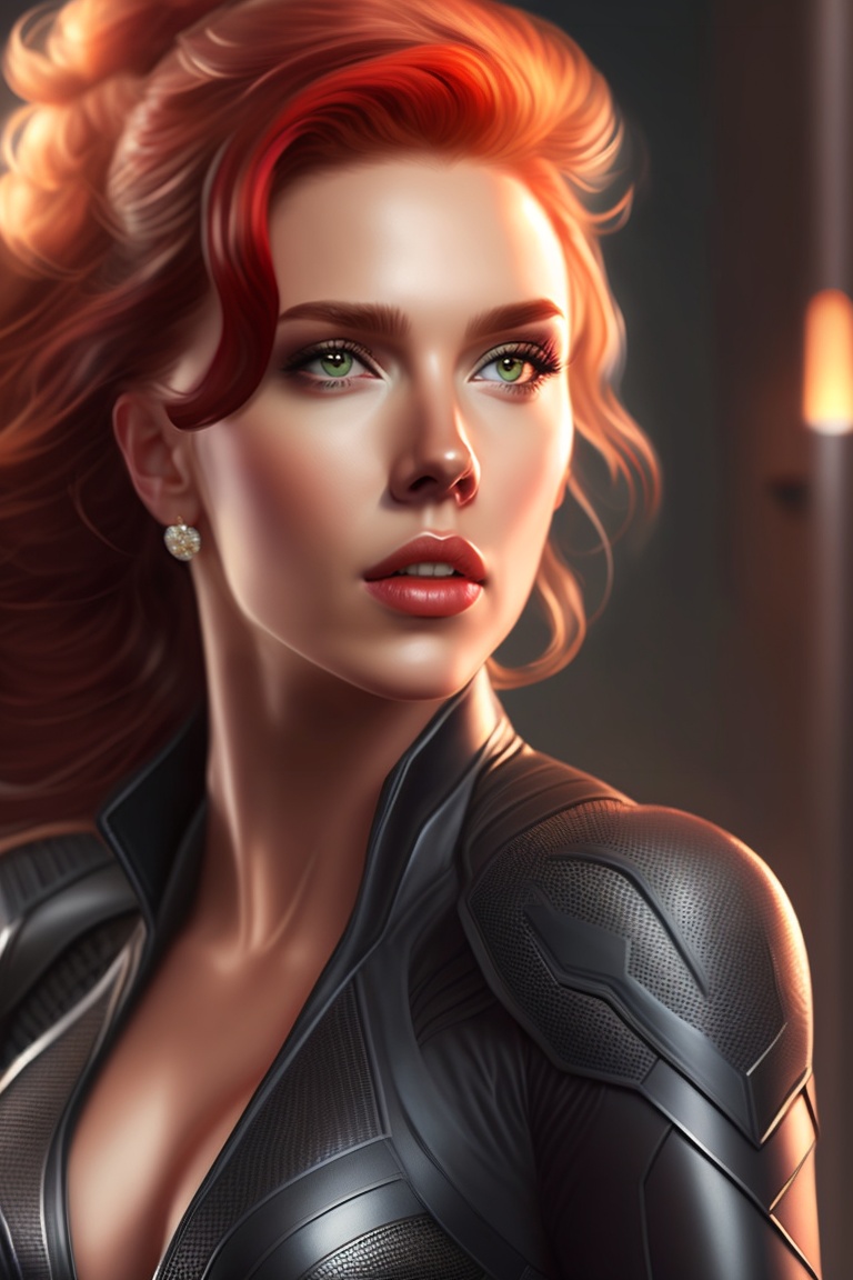 Lexica Scarlett johansson, blackwidow in action pose, catroon