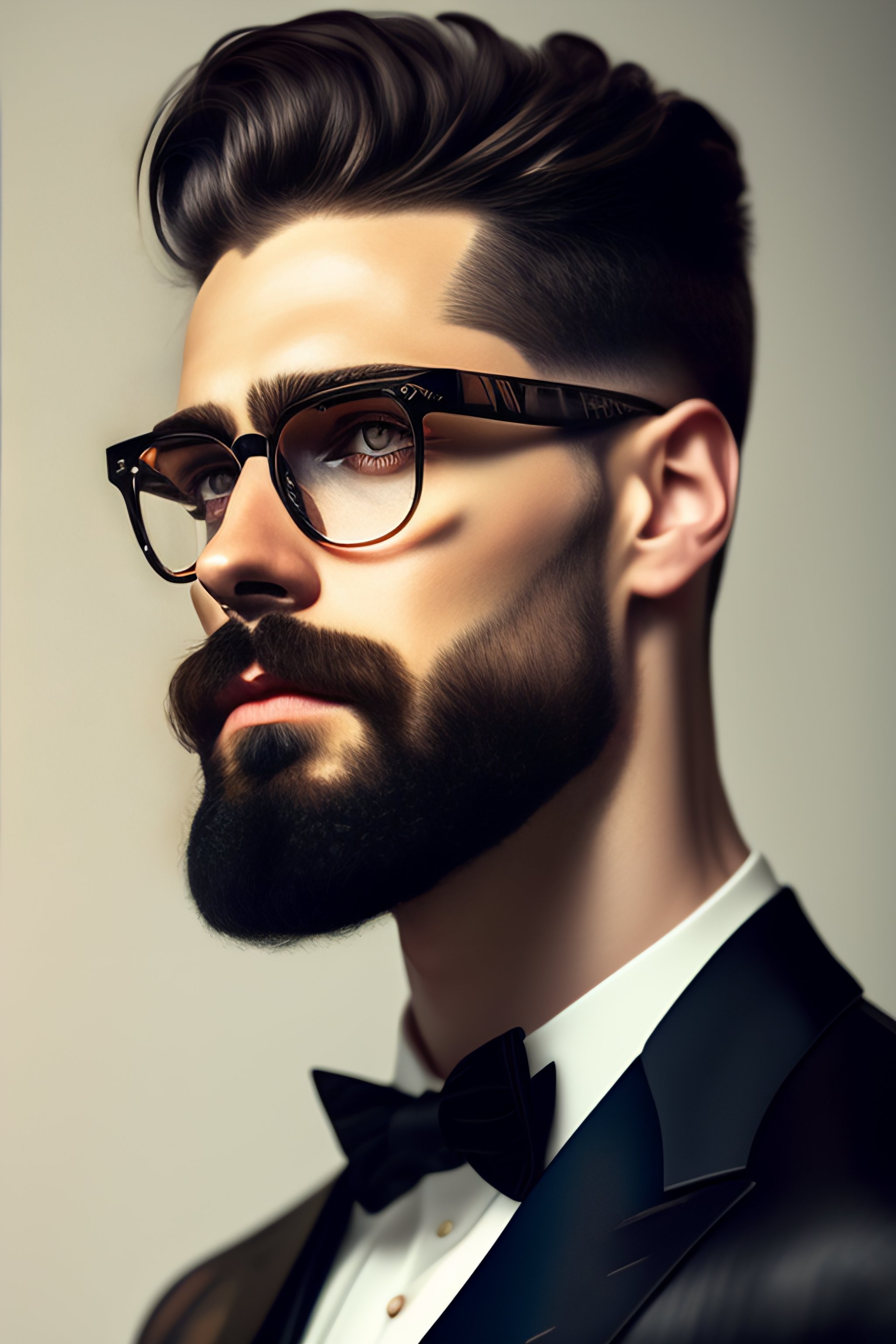 Lexica - A masterpiece portrait of a beautiful man with black beard and ...