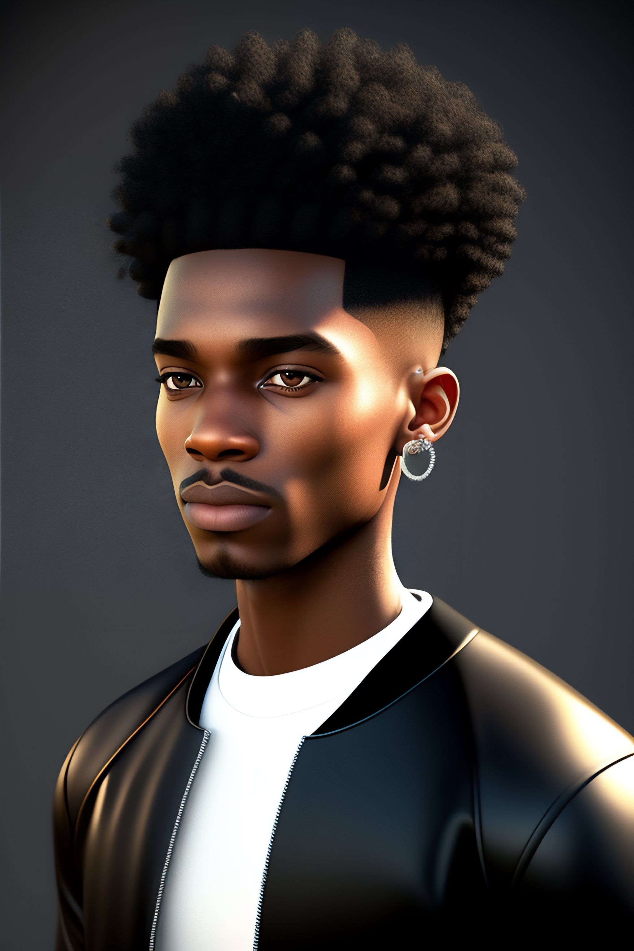 Lexica - Nigga boy in black zipper top, earring, pixar style, 3d style ...