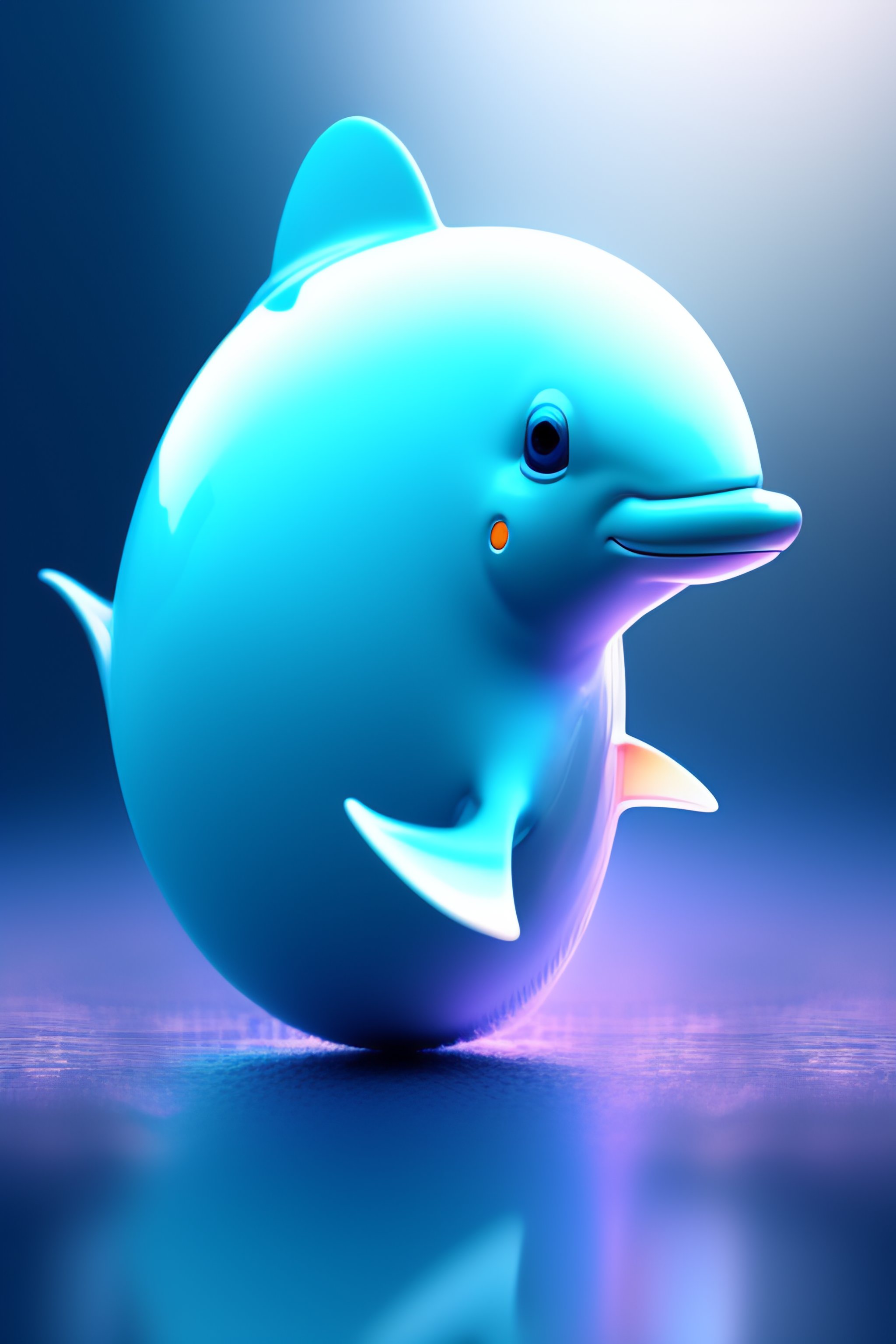Lexica Soft blue dolphin robot working on a smartphone