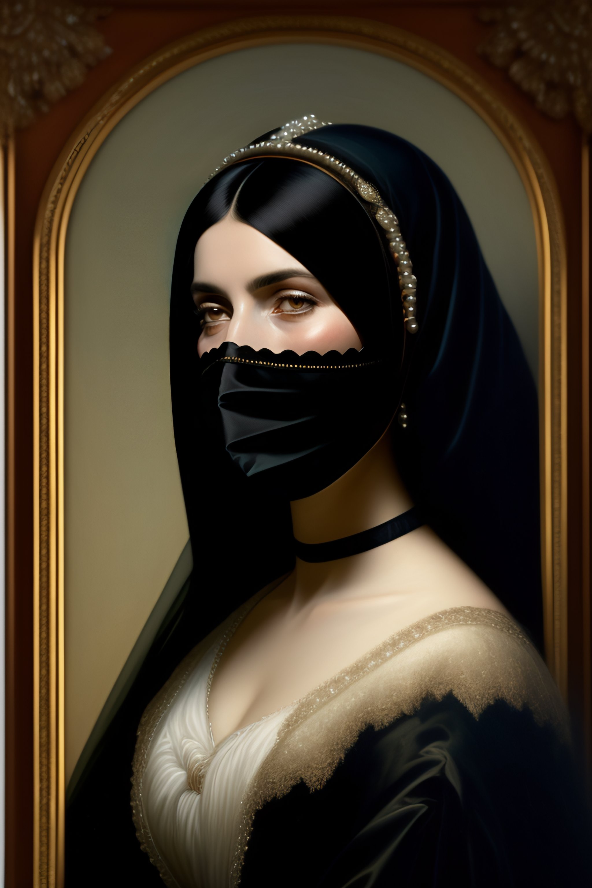 Lexica - 19th century portrait of a black haired woman mourning with a ...
