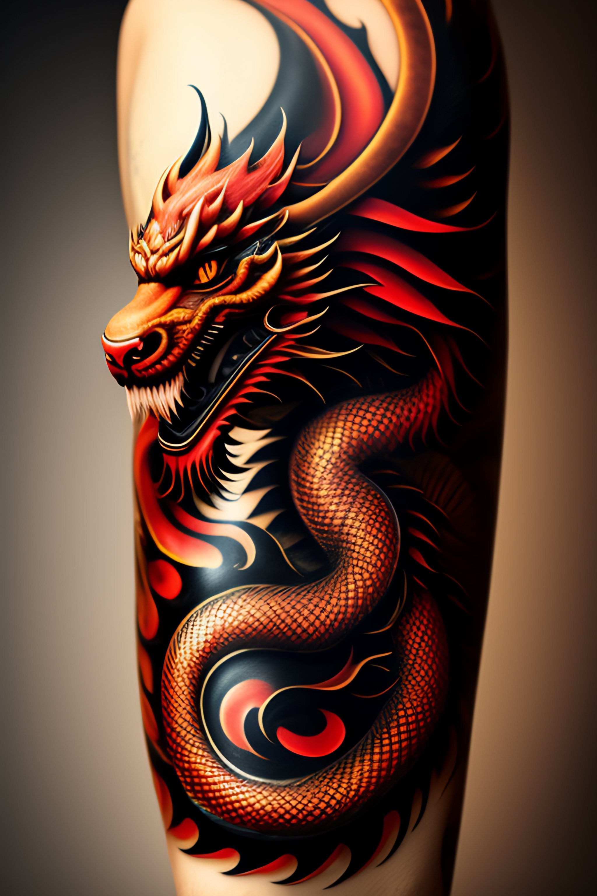 chinese dragon tattoo forearm