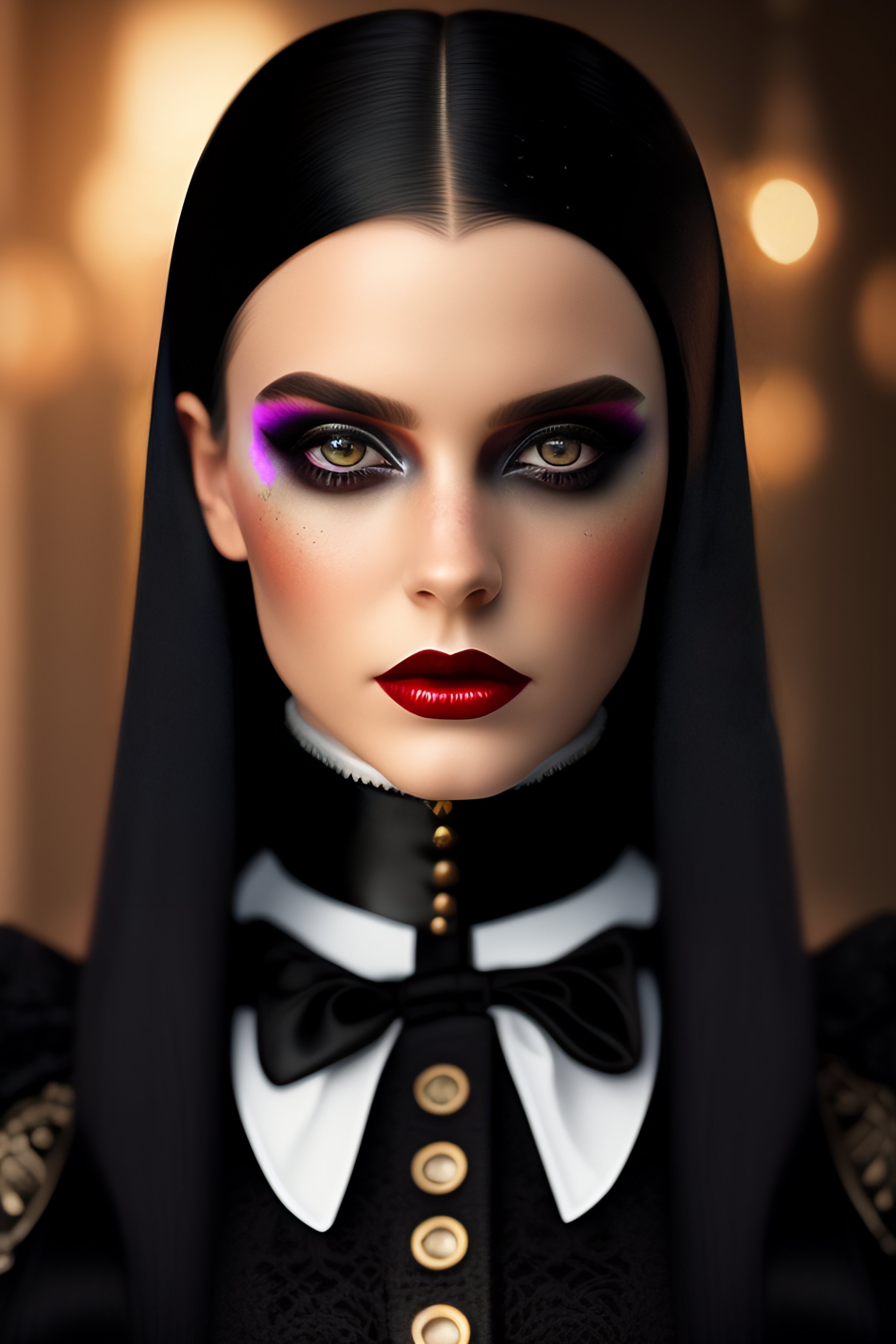 Lexica - Young stunning Wednesday Addams evil expression wearing ...