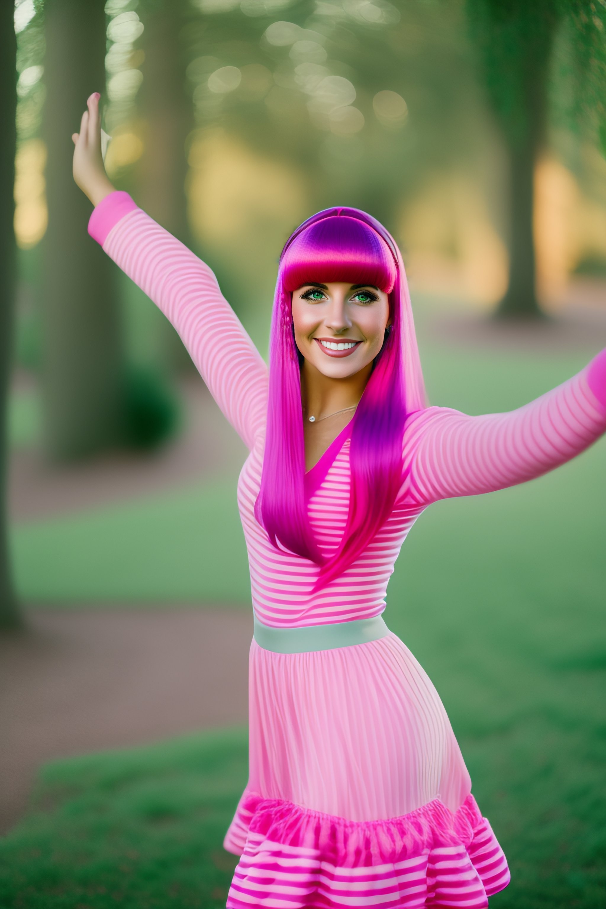 Lexica Julianna Rose Mauriello As Stephanie From Lazytown Pink Hair With Bangs Full Round