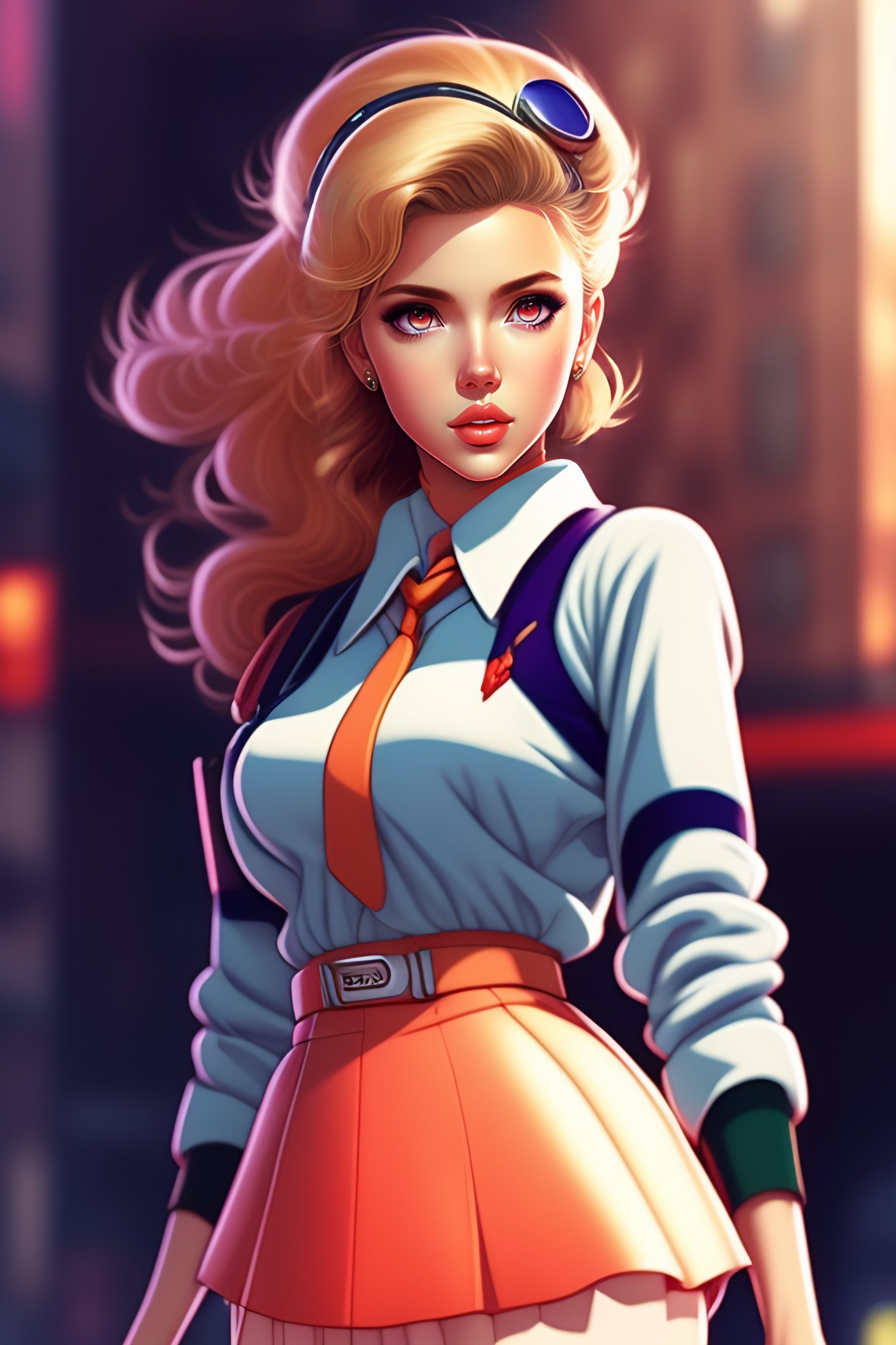 Lexica Vintage 80s Anime Style Schoolgirl Scarlett Johansson