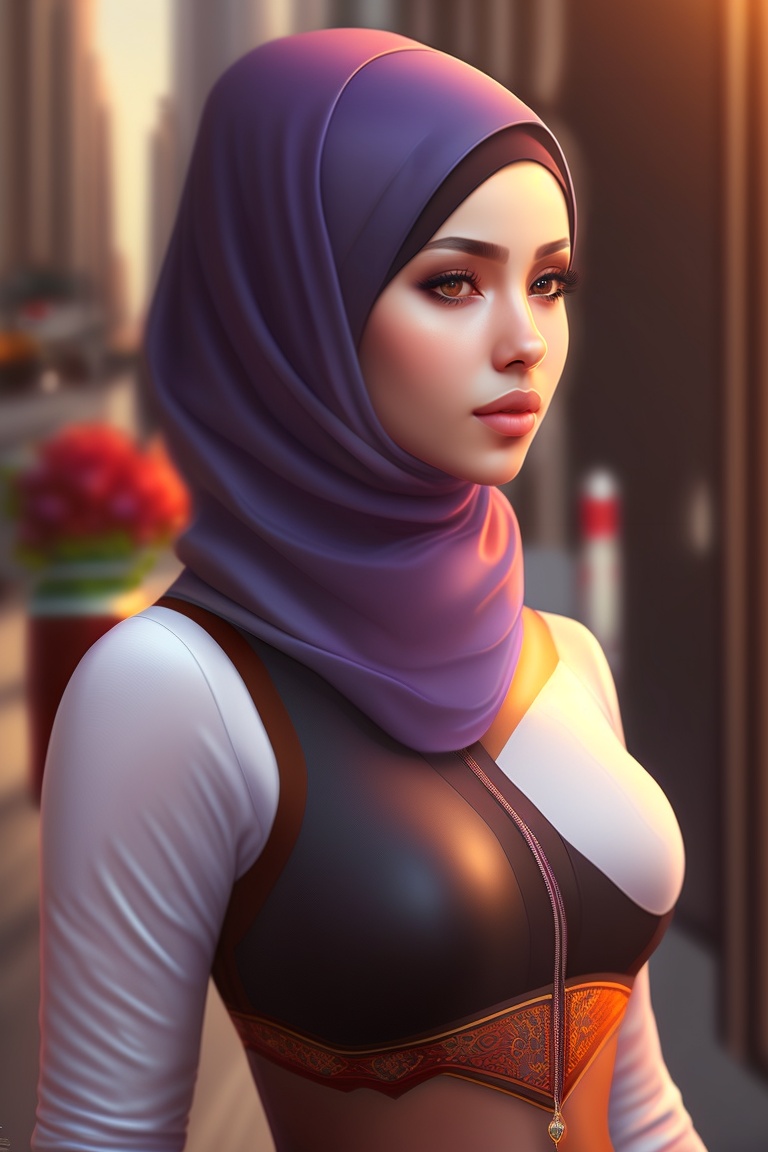 Lexica - Hijabi, full body, in bra, leggings, white skin, not skinny, bent  over, thick
