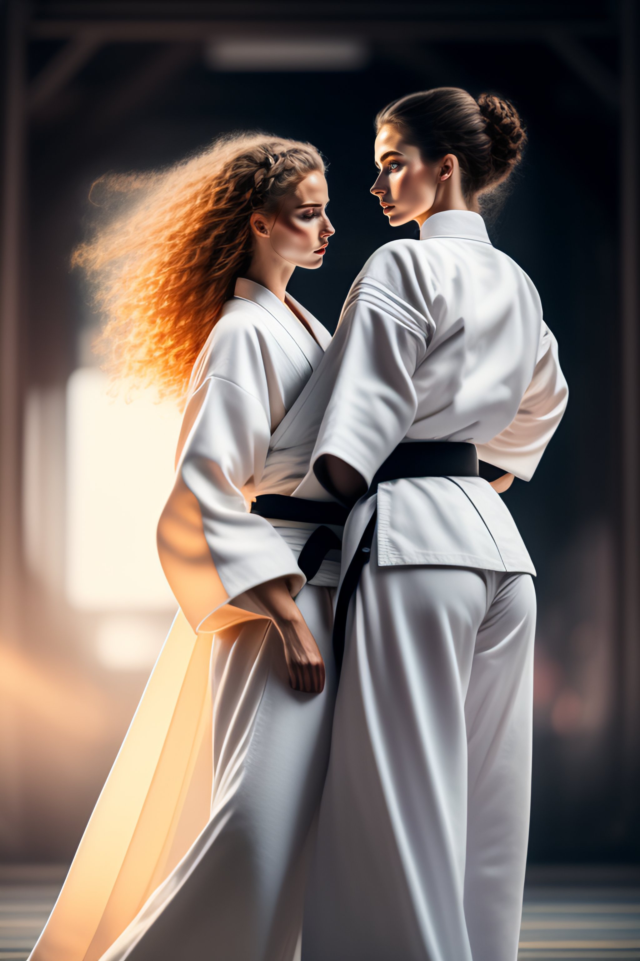 Lexica - Art of aikido girl, girl hitting the air, 20 years, white ...