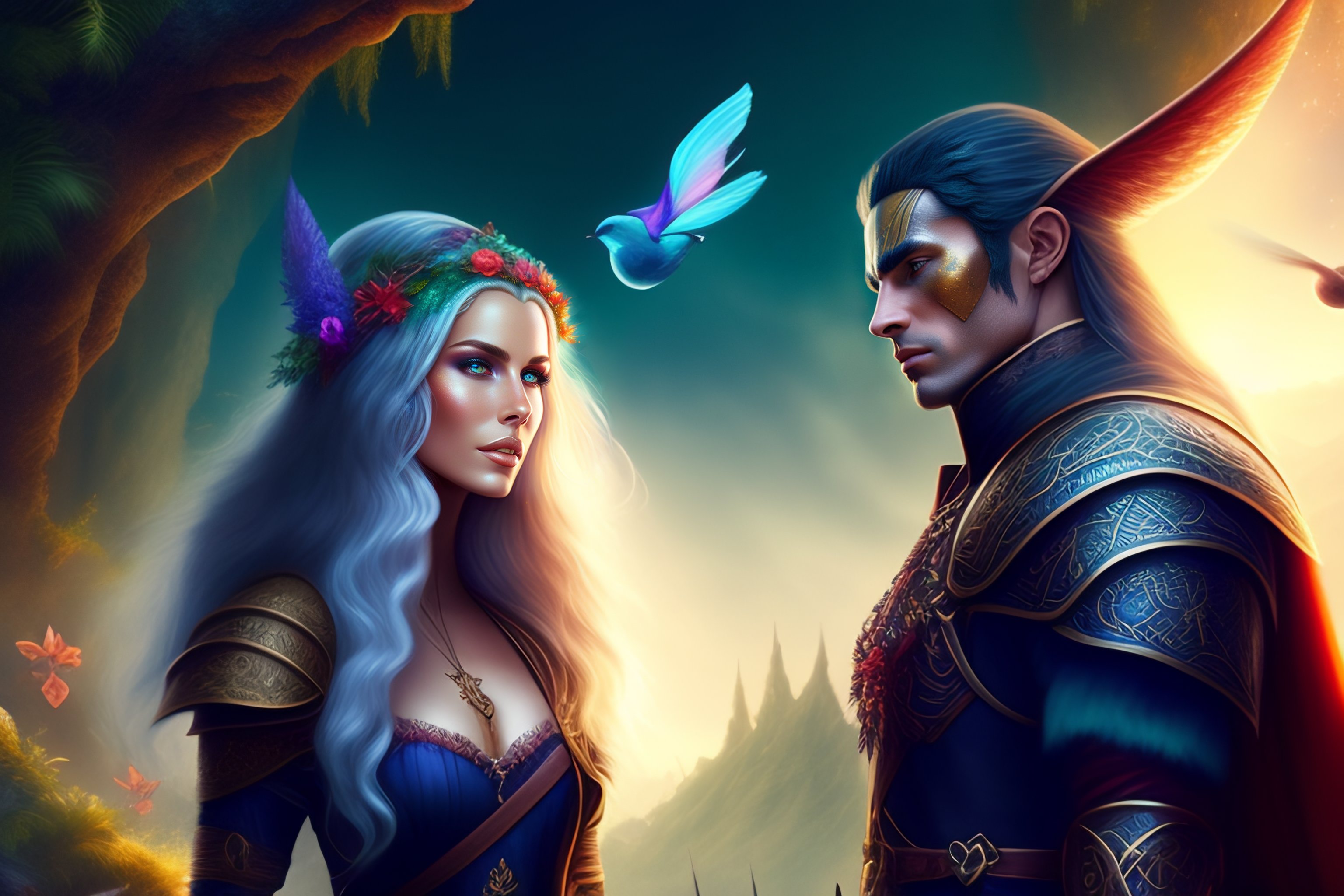 Lexica - Fantasy, enchanted forest, elves, orcs. birds of paradise