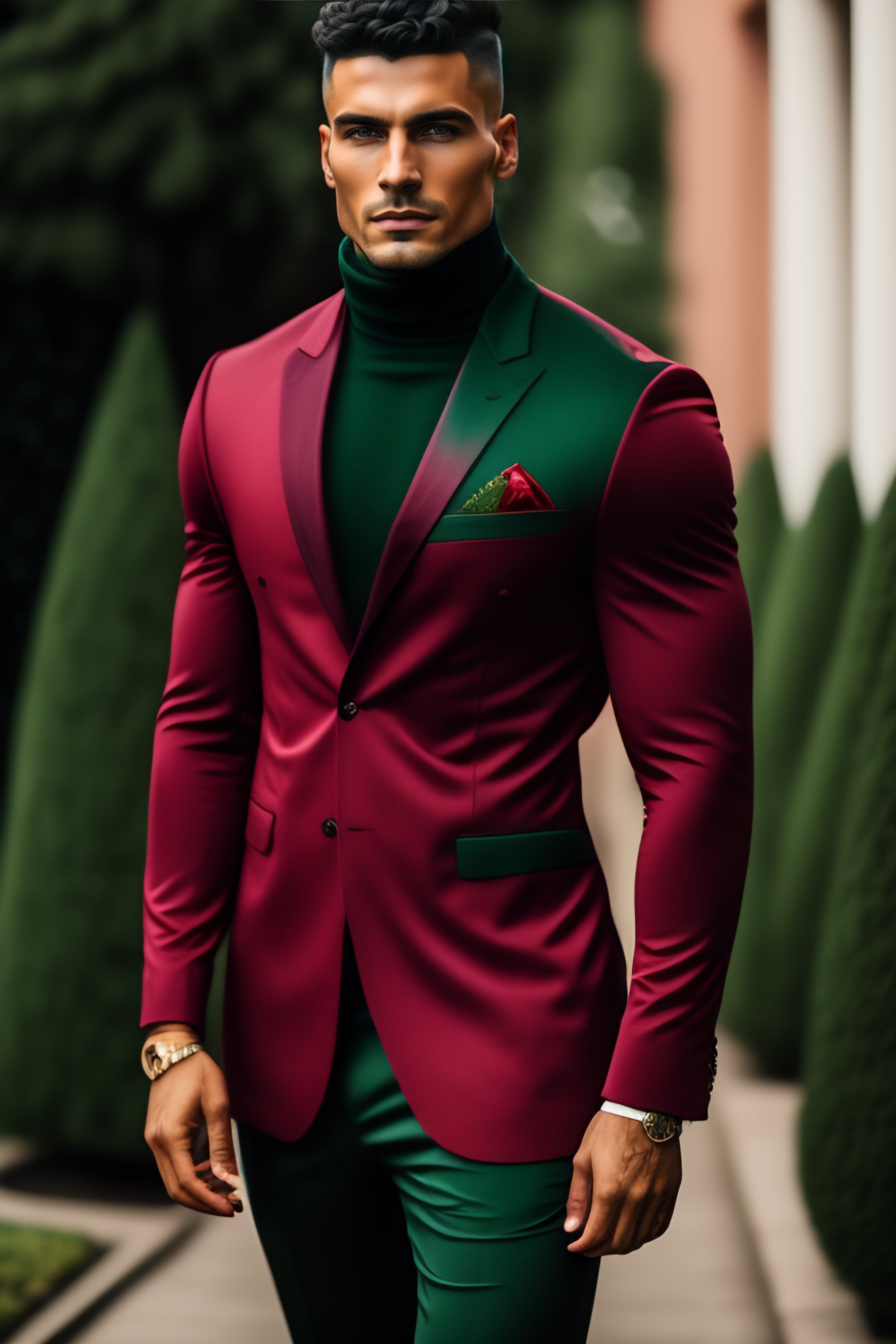 Maroon turtleneck suit best sale