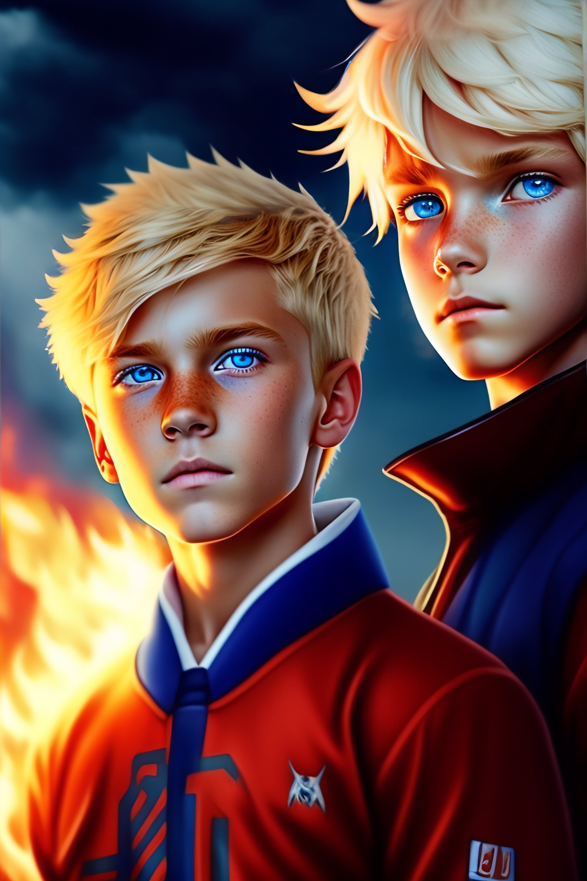 Lexica - A blond human with blue eyes with two red horns and who is a ...