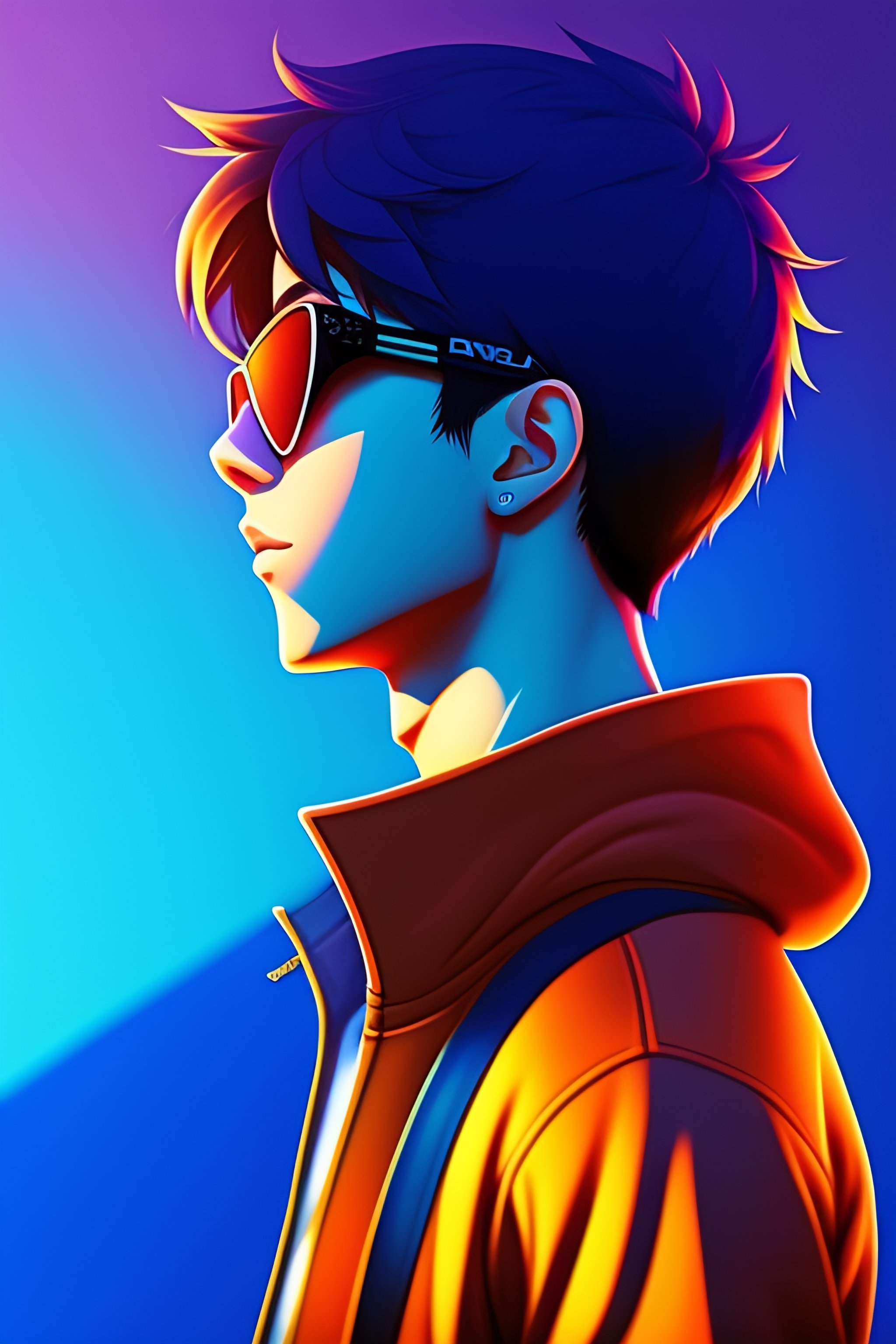 Lexica - A silhouette of a gamer boy, cartoon style, blue background ...