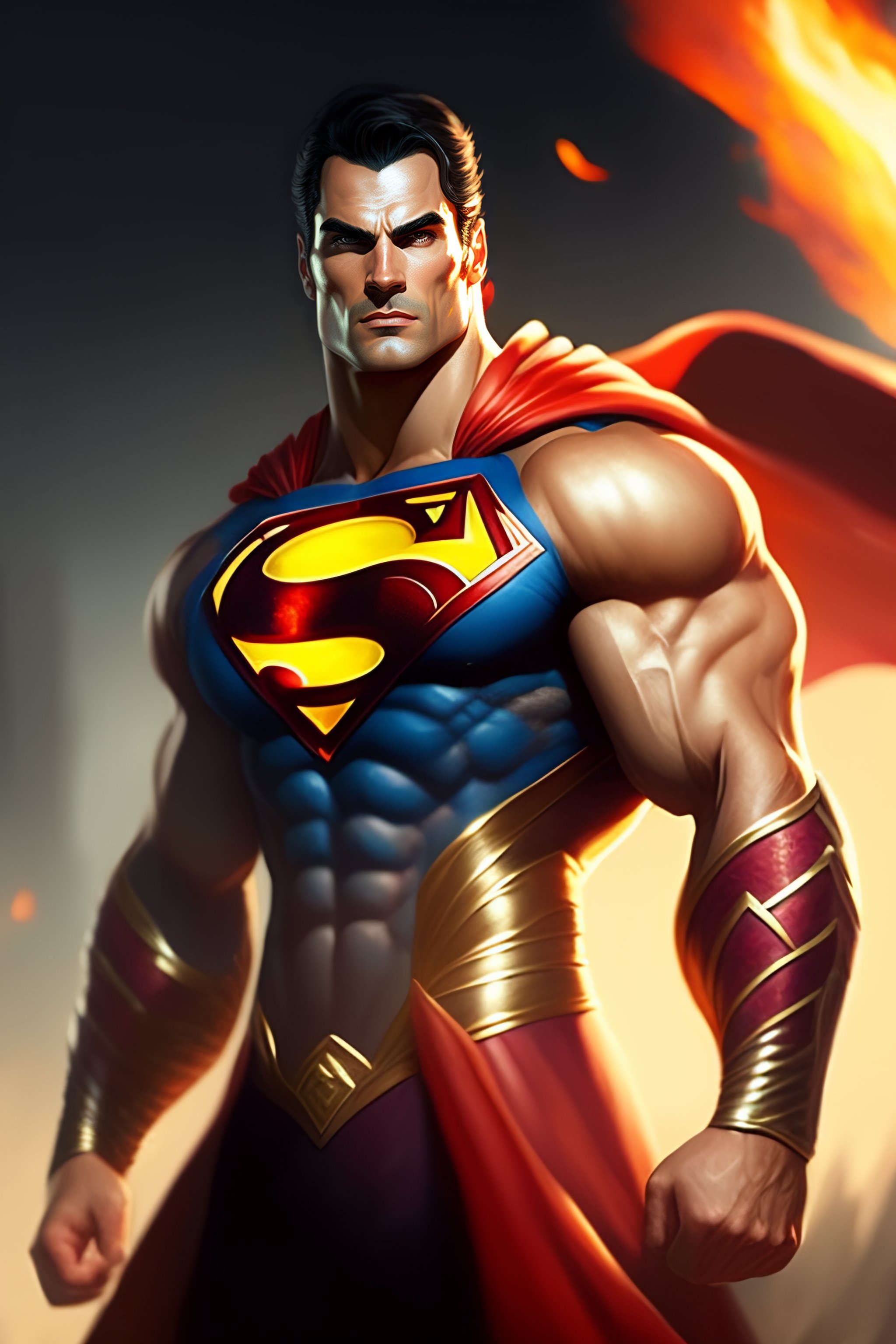 Lexica - Musccular Henry cavil as Superman angry flame on hand ,sharp ...