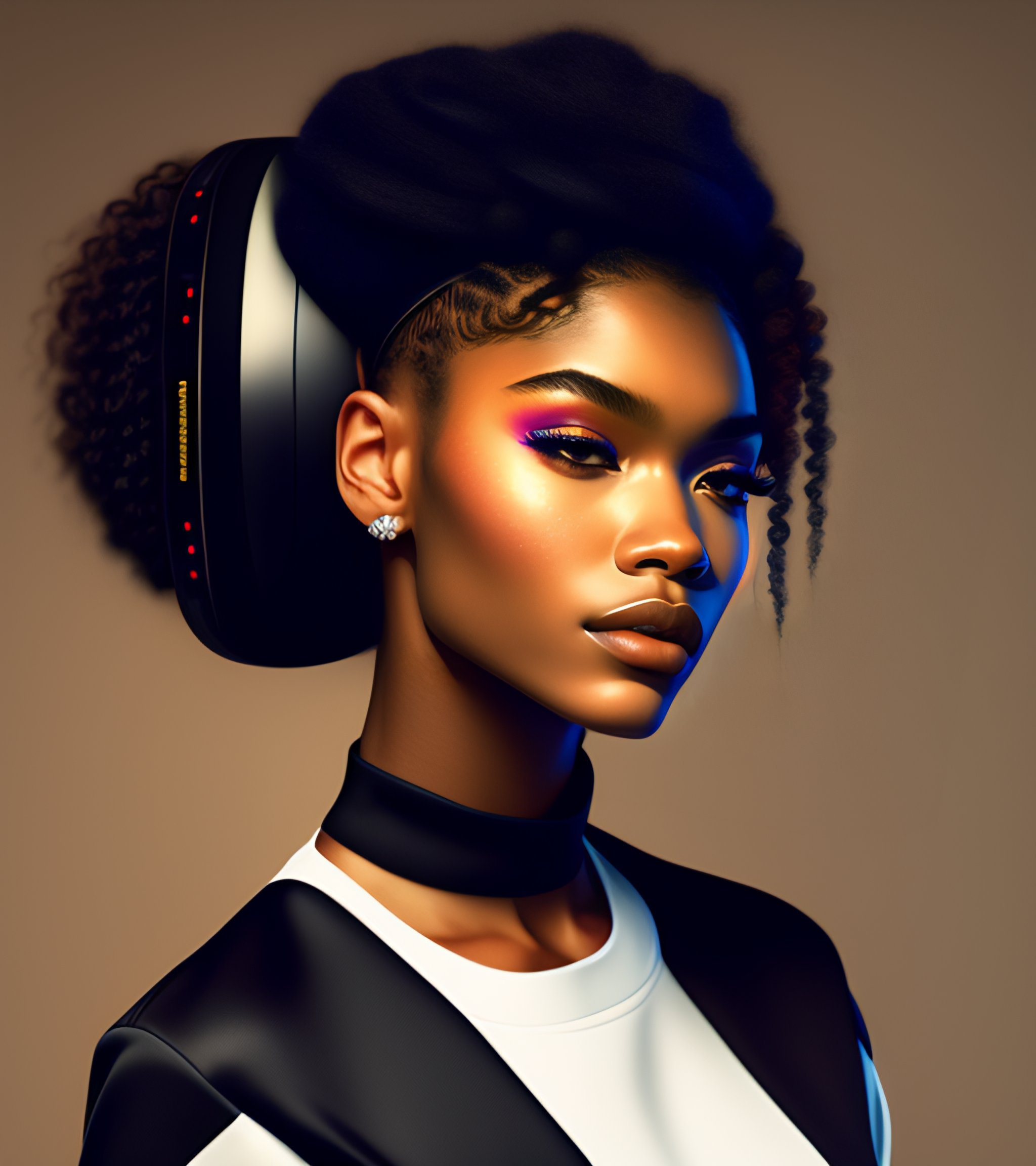 Lexica Beautiful 18 Year Old Black Model Holding A Small Boom Box On