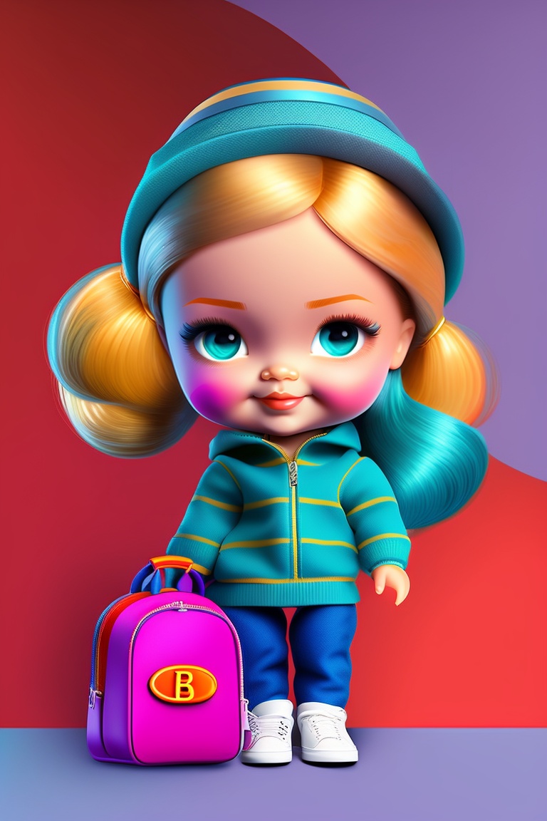 Lexica - Kids illustration, barbie doll , cartoon style,thick lines, low  detail, vivid colour--ar 9:11