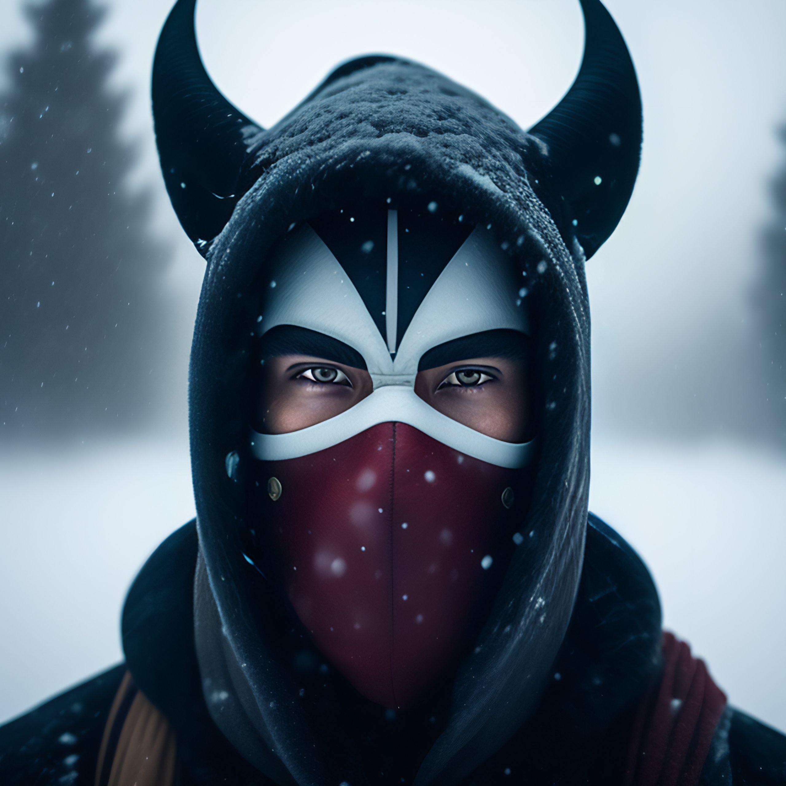 Lexica - Mysterious tribal man wearing a mask with horns, no face ...