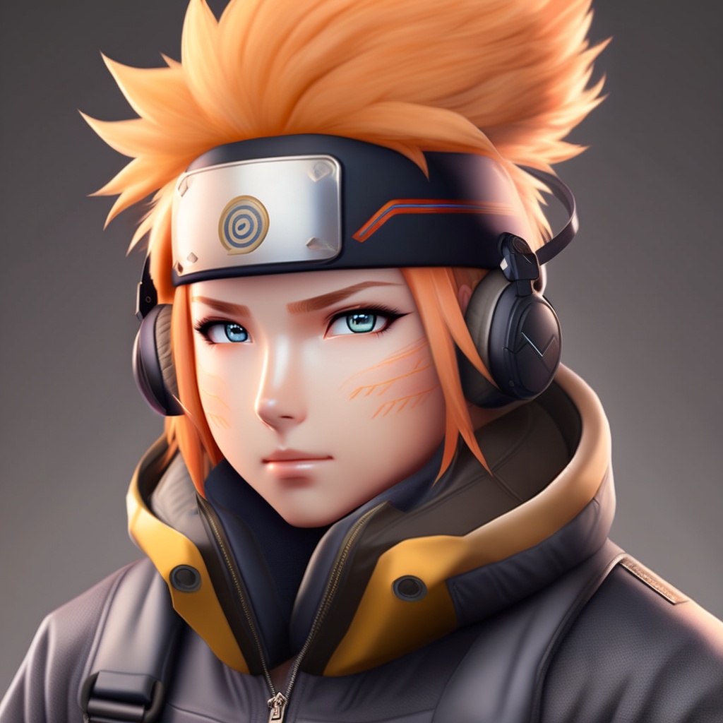 Lexica Naruto realistic with a bag pack wearing headphone