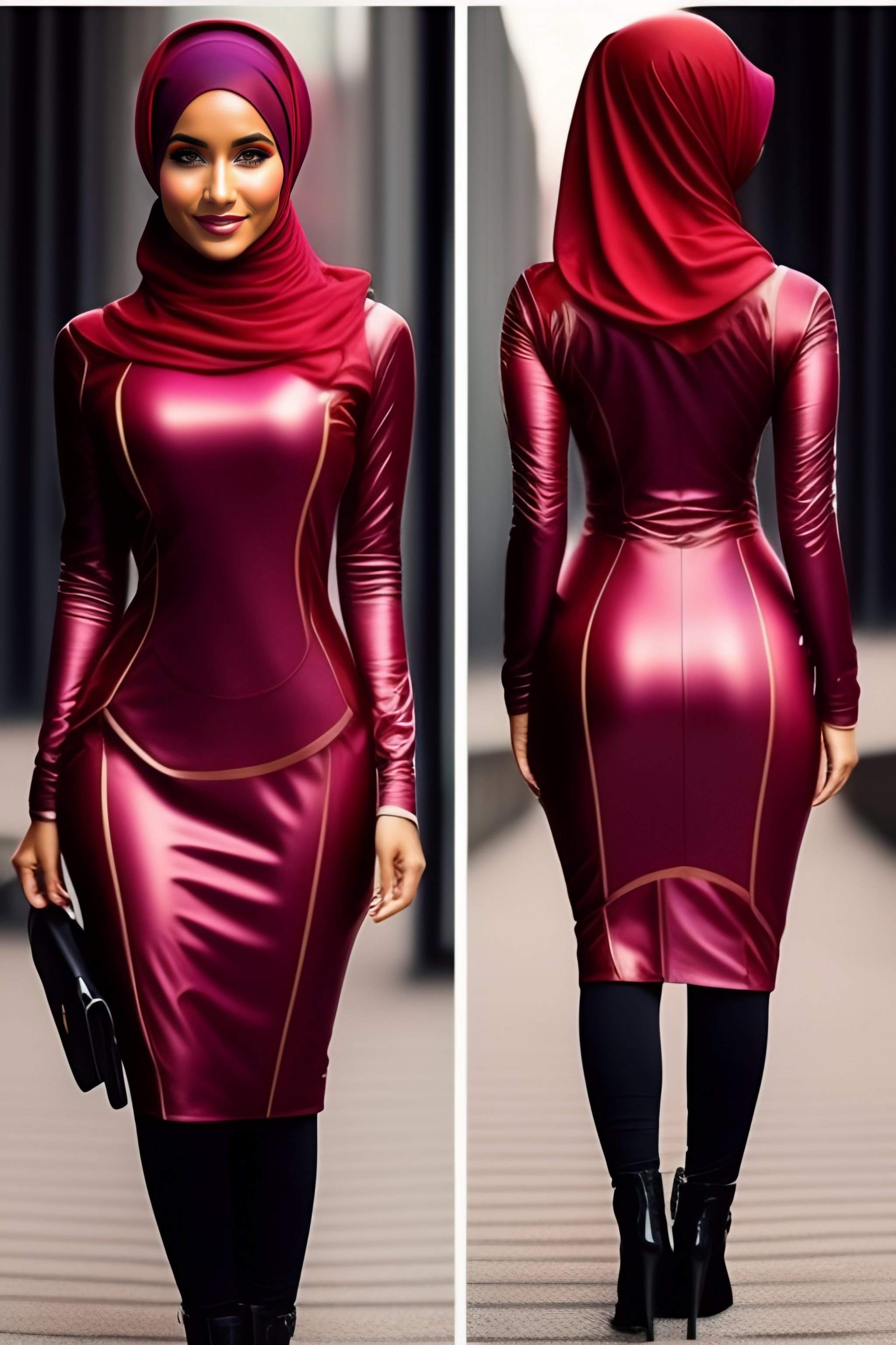 Lexica Cute hijab girl wearing sexy iron suit