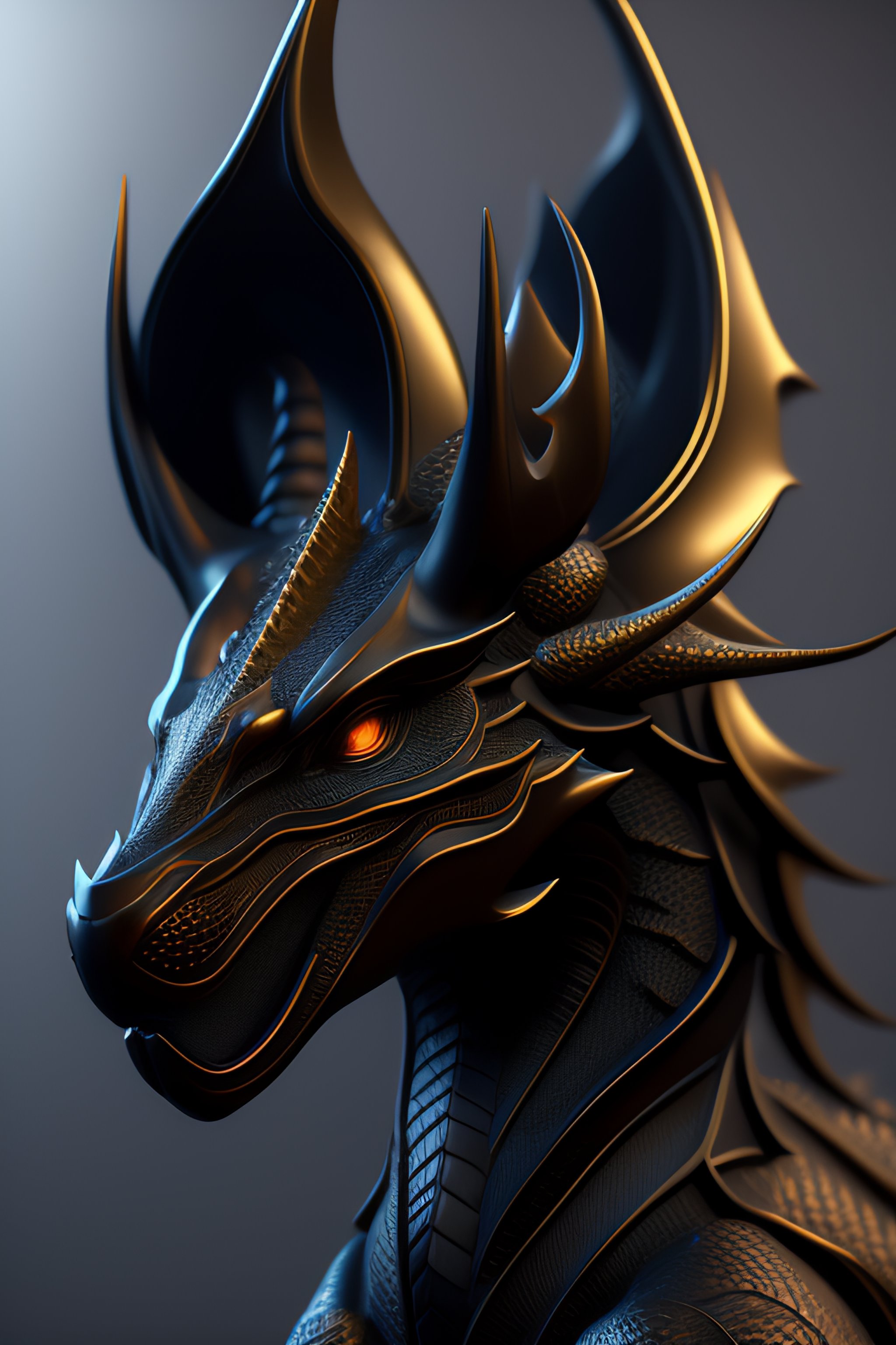 Lexica - Black dragon, ethereal, symmetrical, soft lighting, concept ...