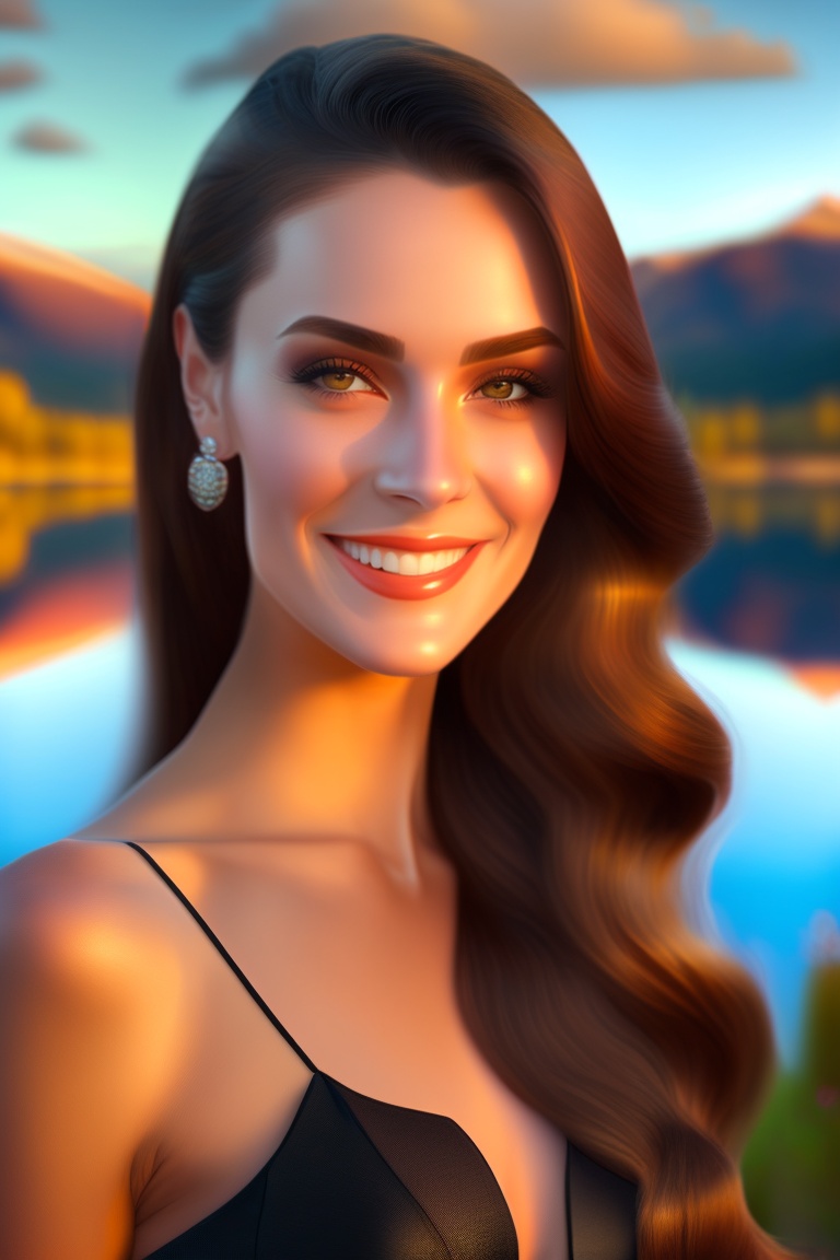 Lexica - A beautiful woman of European appearance, a long face, dark ...