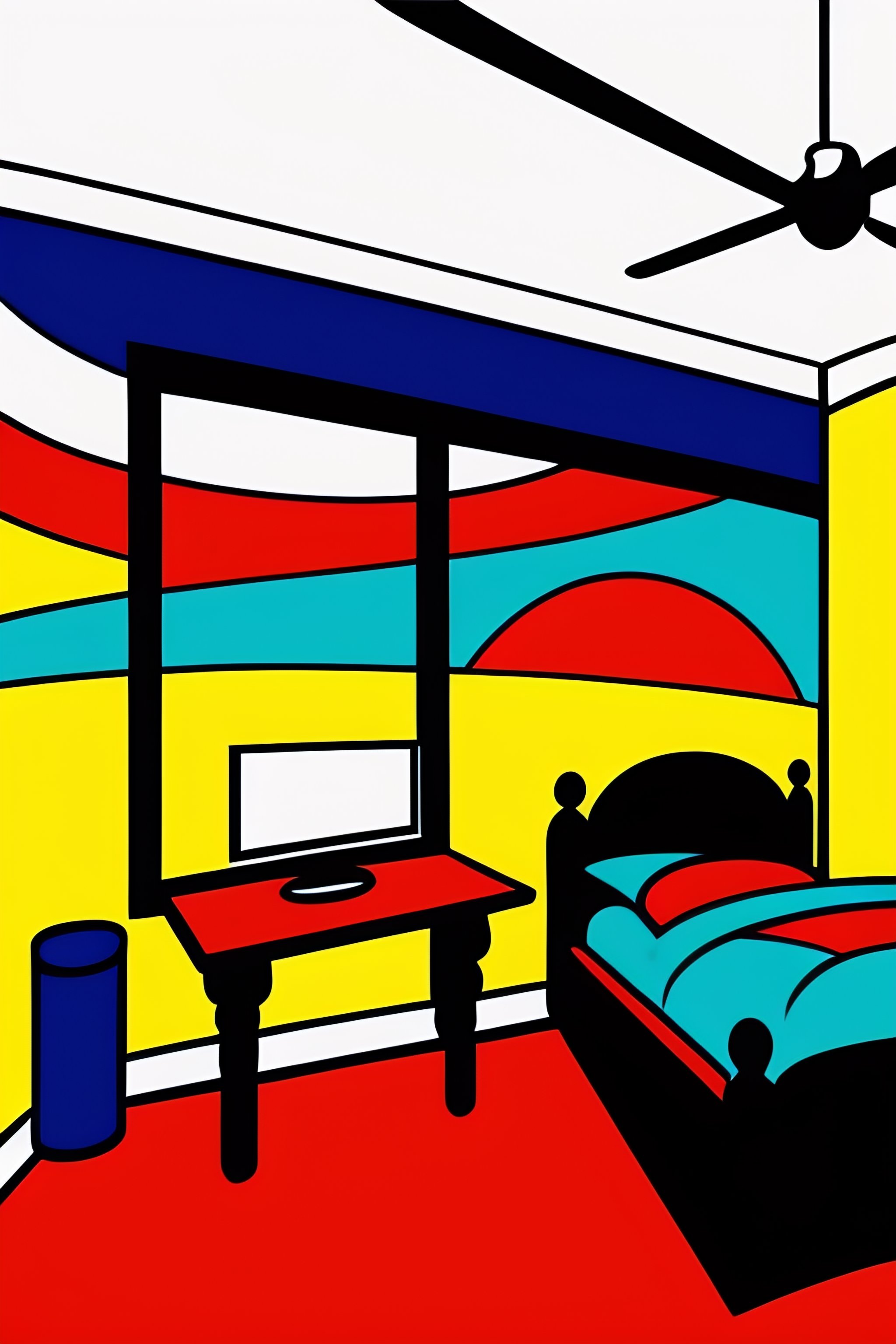 Lexica - Draw a bedroom like roy liechtenstein