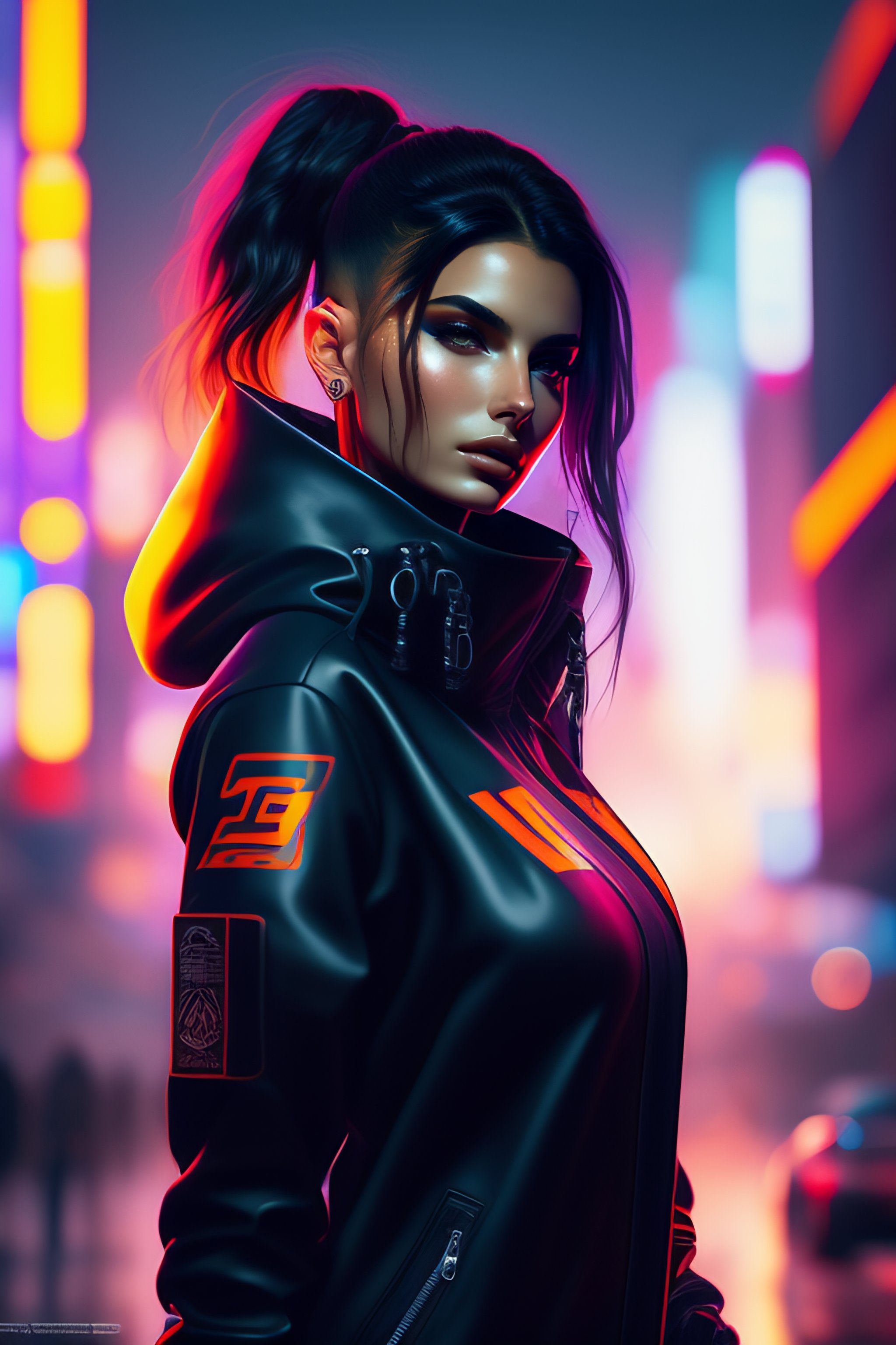 Lexica   Emily Ratajkowski Wearing Cyberpunk Streetwear, Detailed