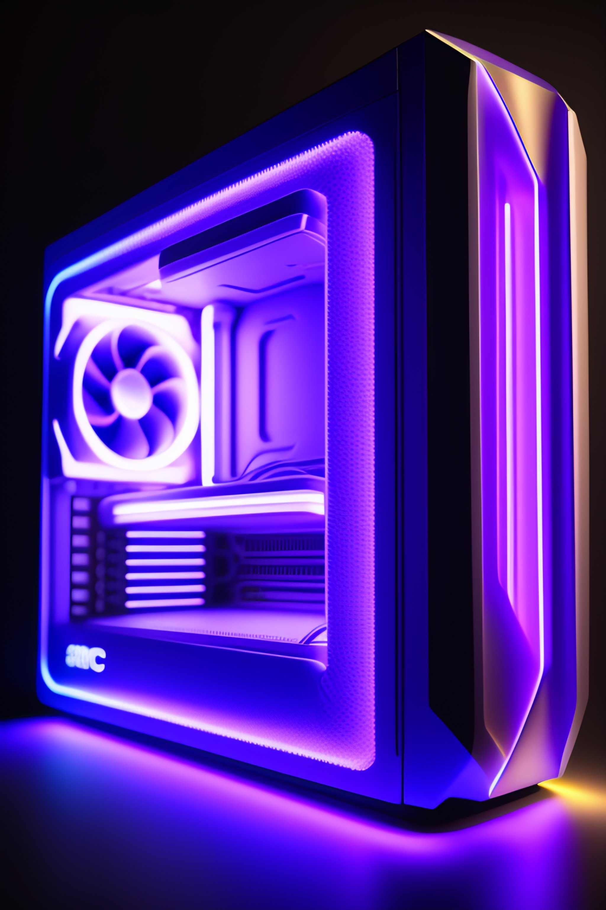 Lexica - A futuristic pc, Led purple lights, 4k