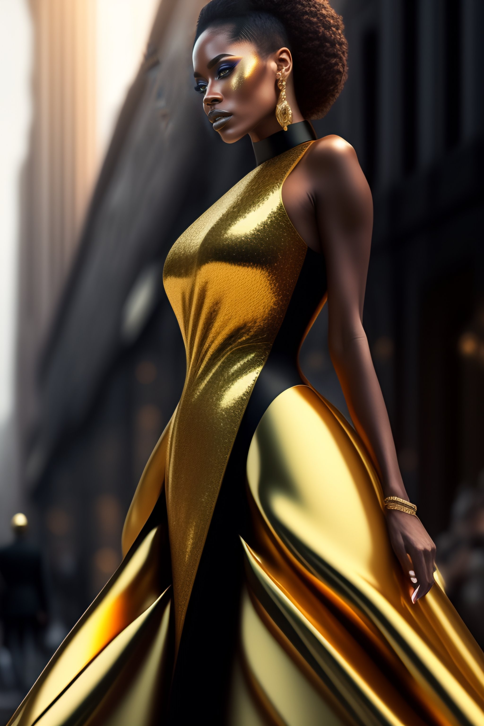 Black and golden sales gown